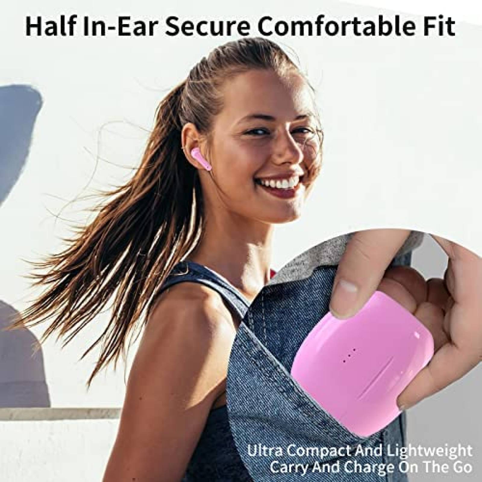 Audifonos Dxnbikt A40 PRO Inalambricos con Microfono -Rosa