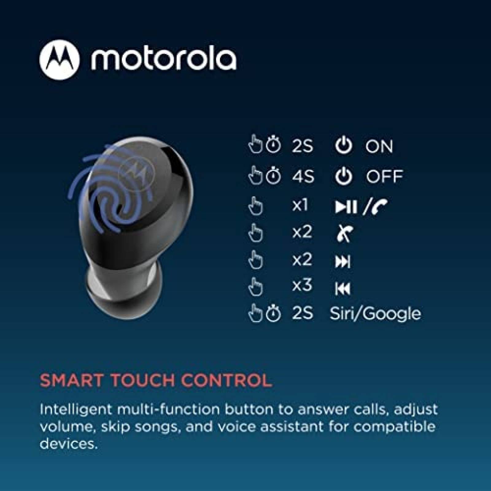 Auriculares Bluetooth 5.0 Motorola Sound IPX5 con Mic -Negro