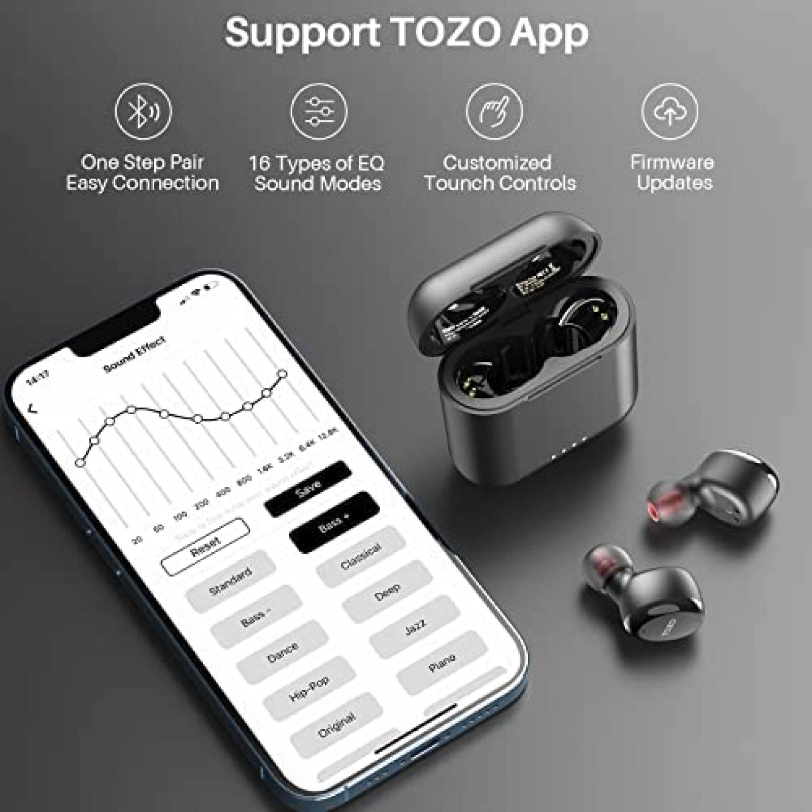 Audifonos Inalambricos TOZO T6S Cancelacion de Sonido -Negro