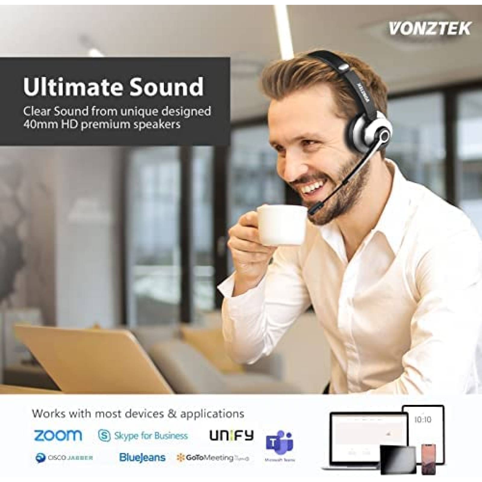 Auriculares Bluetooth Vonztek Microfono Cancelacion Ruido