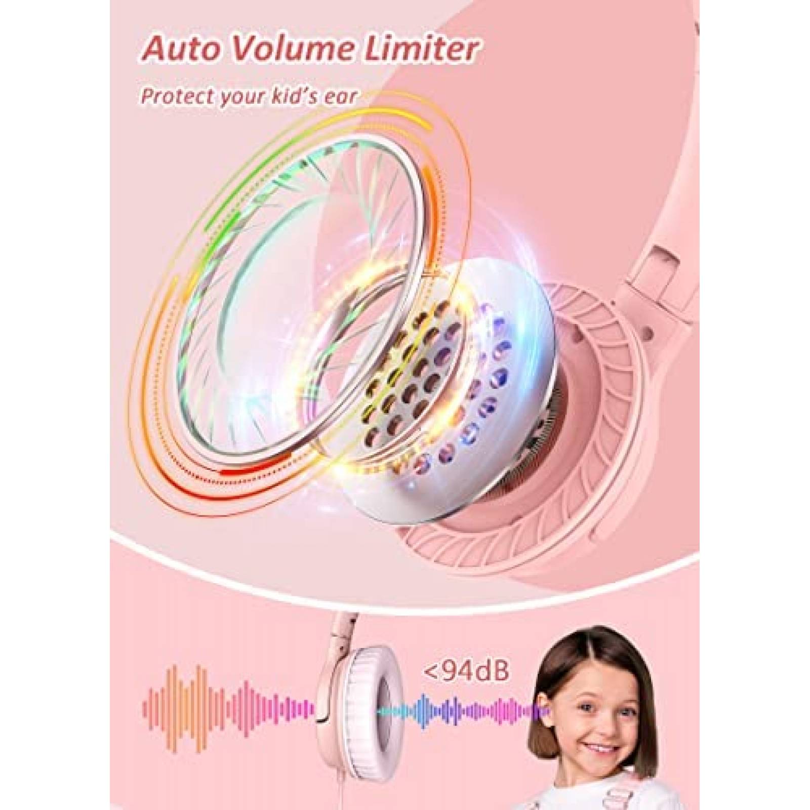 Audifonos de Diadema DyBaxa de 98dB con Jack 3.5mm -Rosa