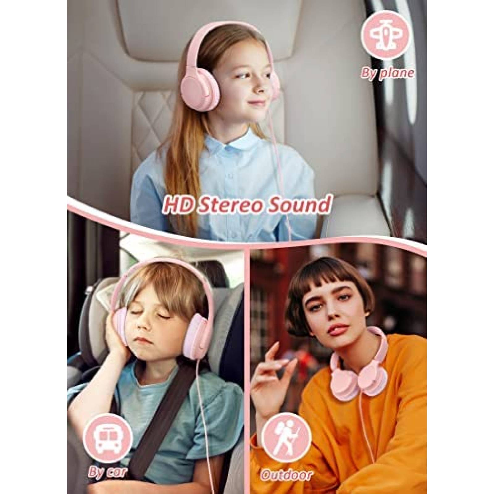 Audifonos de Diadema DyBaxa de 98dB con Jack 3.5mm -Rosa