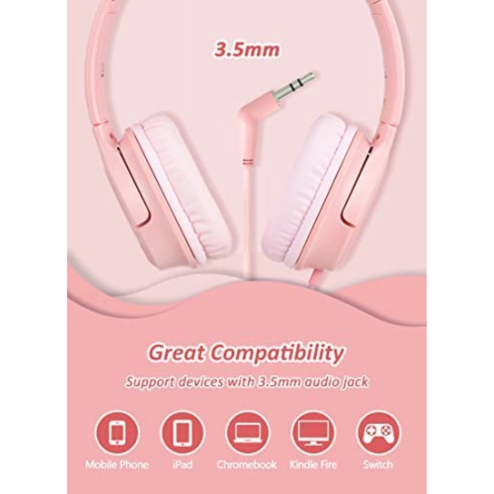 Audifonos de Diadema DyBaxa de 98dB con Jack 3.5mm -Rosa