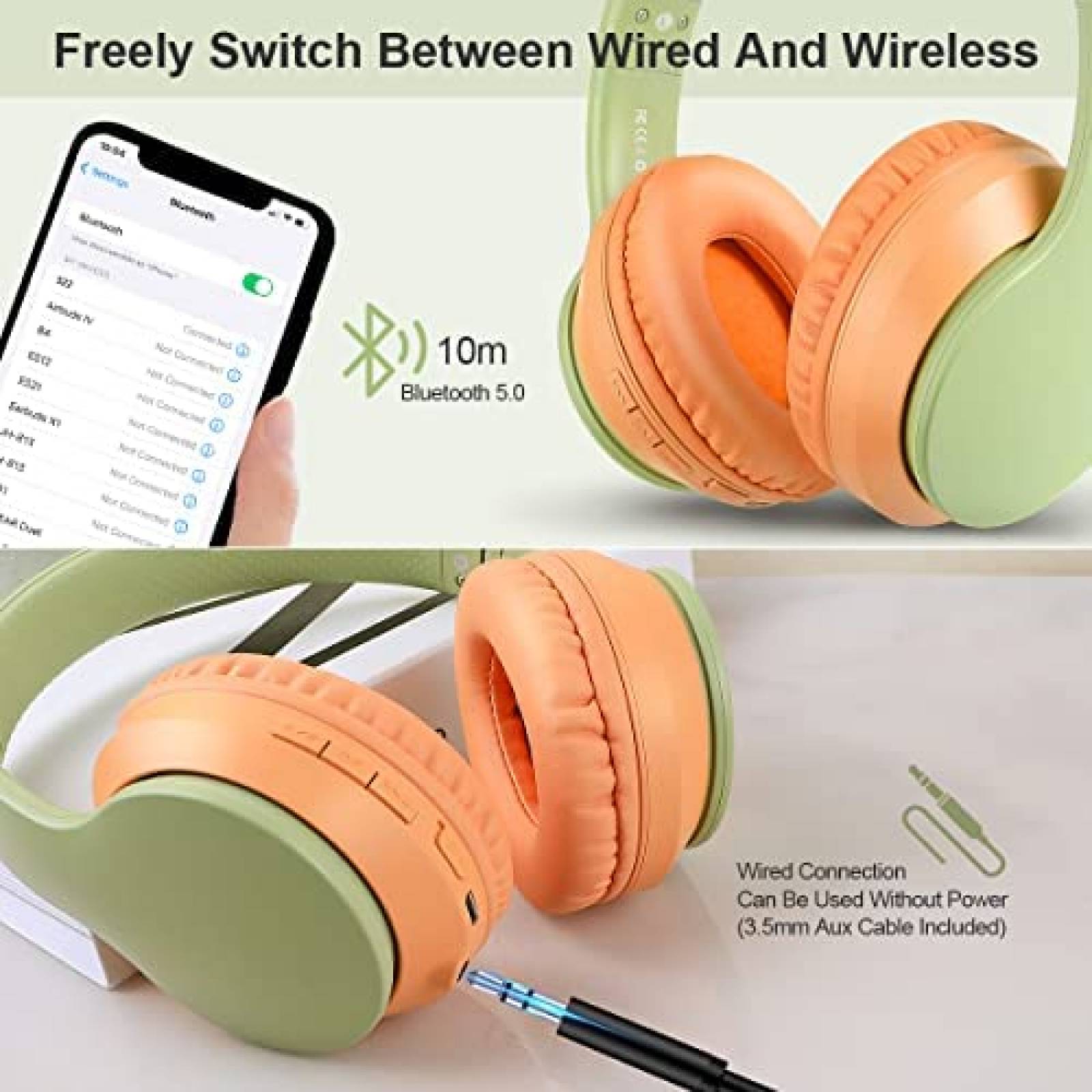 Audifonos de Diadema LOBKIN de 40H Bluetooth -Verde