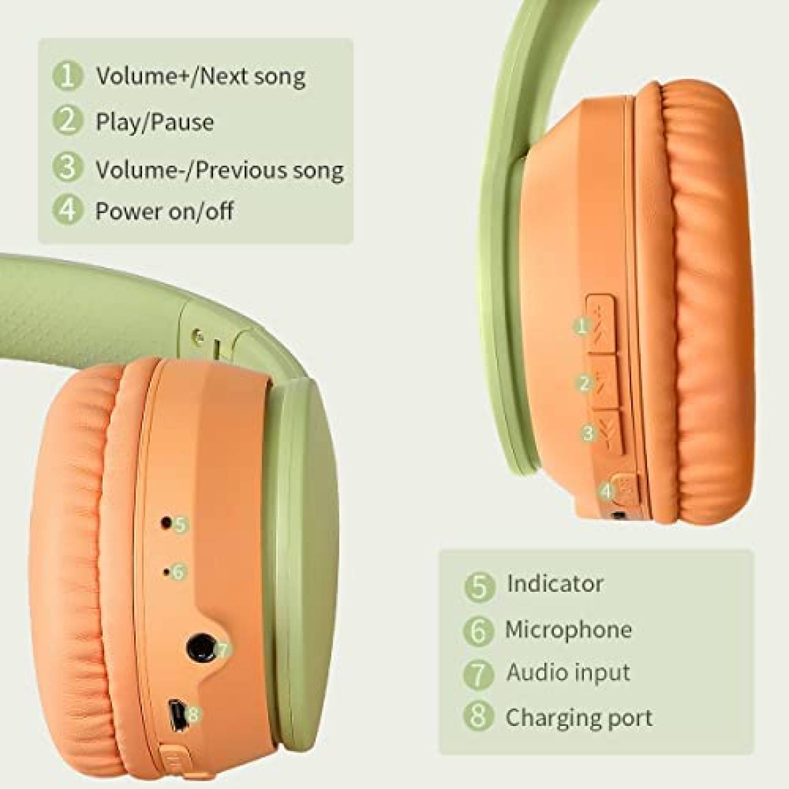 Audifonos de Diadema LOBKIN de 40H Bluetooth -Verde
