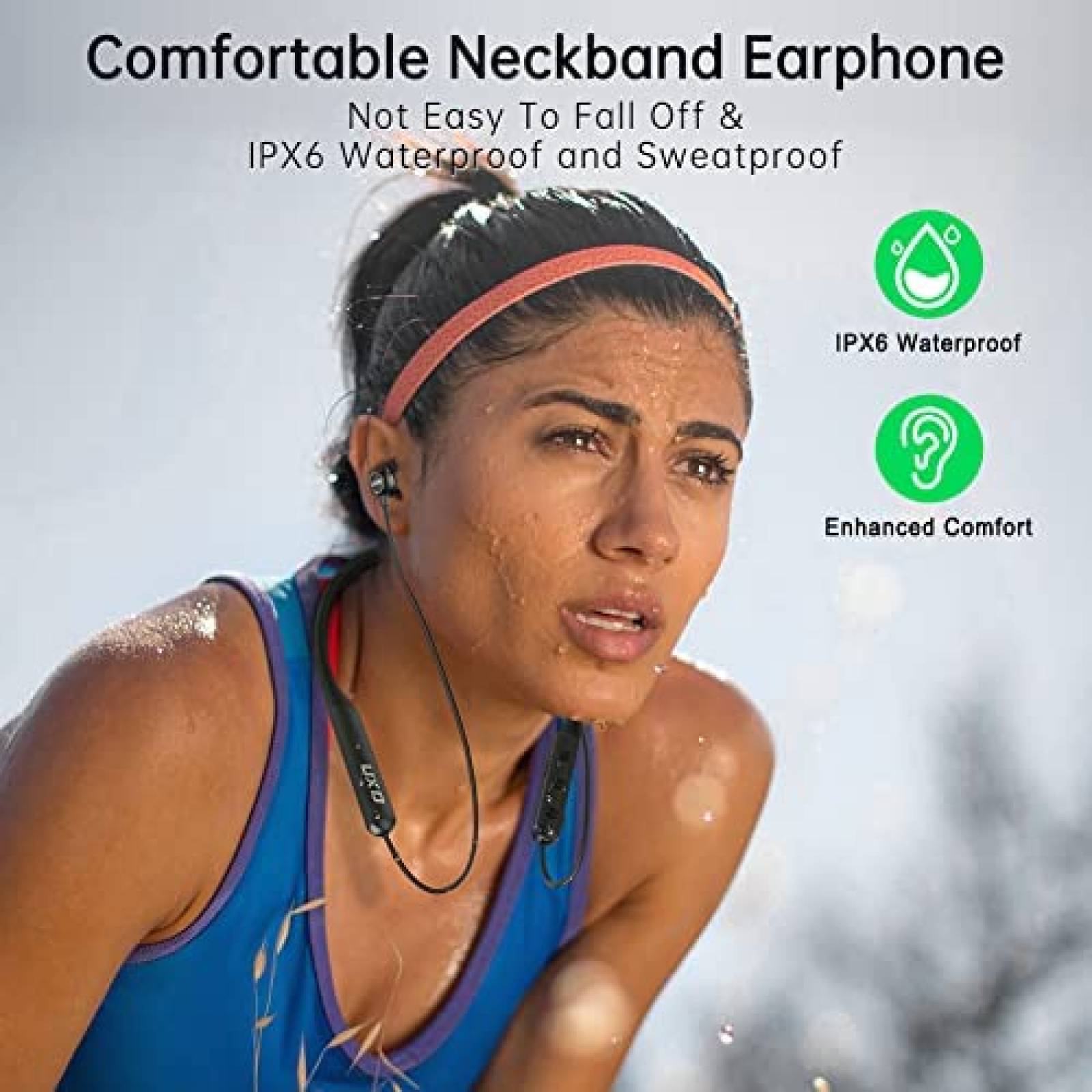 Auriculares UXD con Banda para el Cuello IPX6 Negro