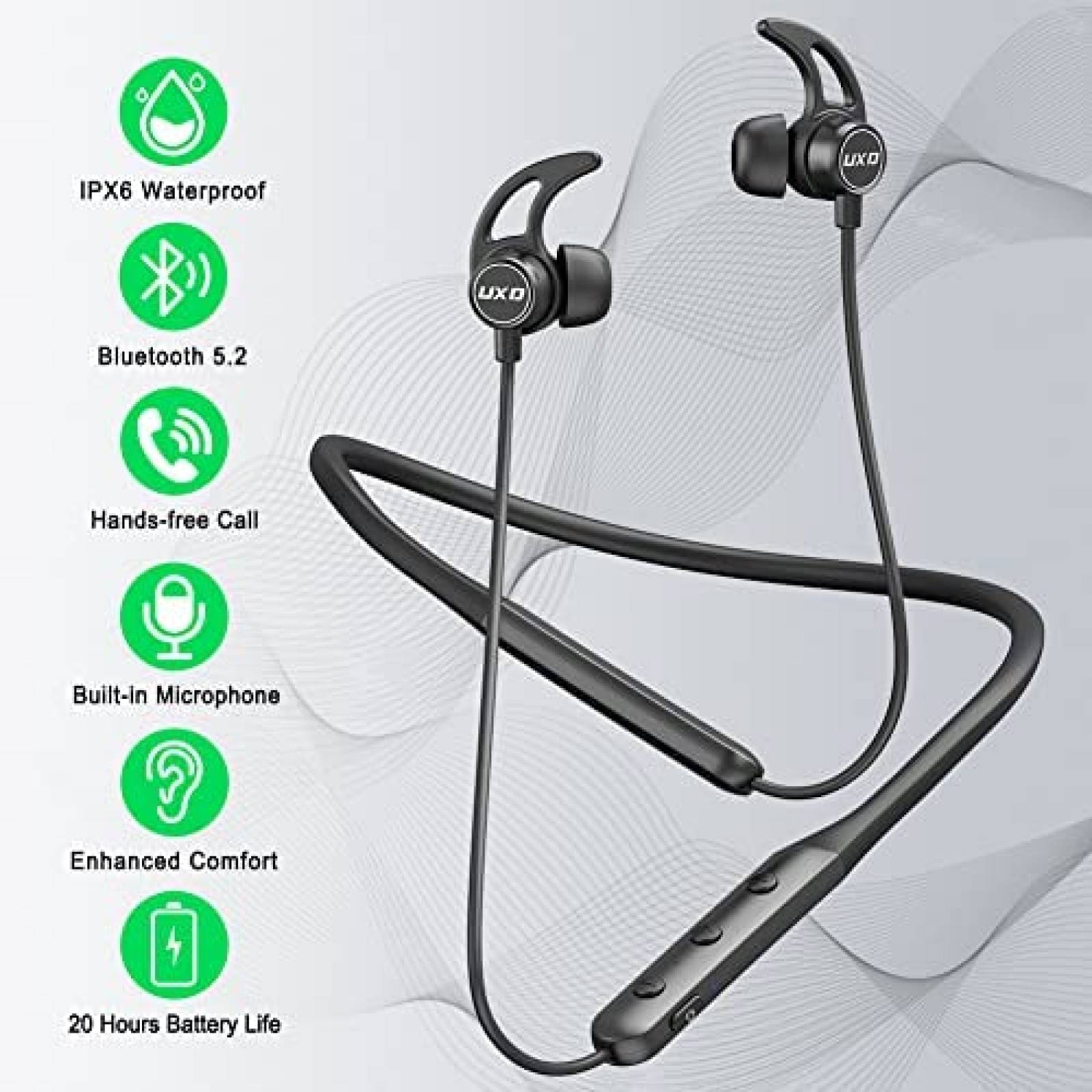 Auriculares UXD con Banda para el Cuello IPX6 Negro