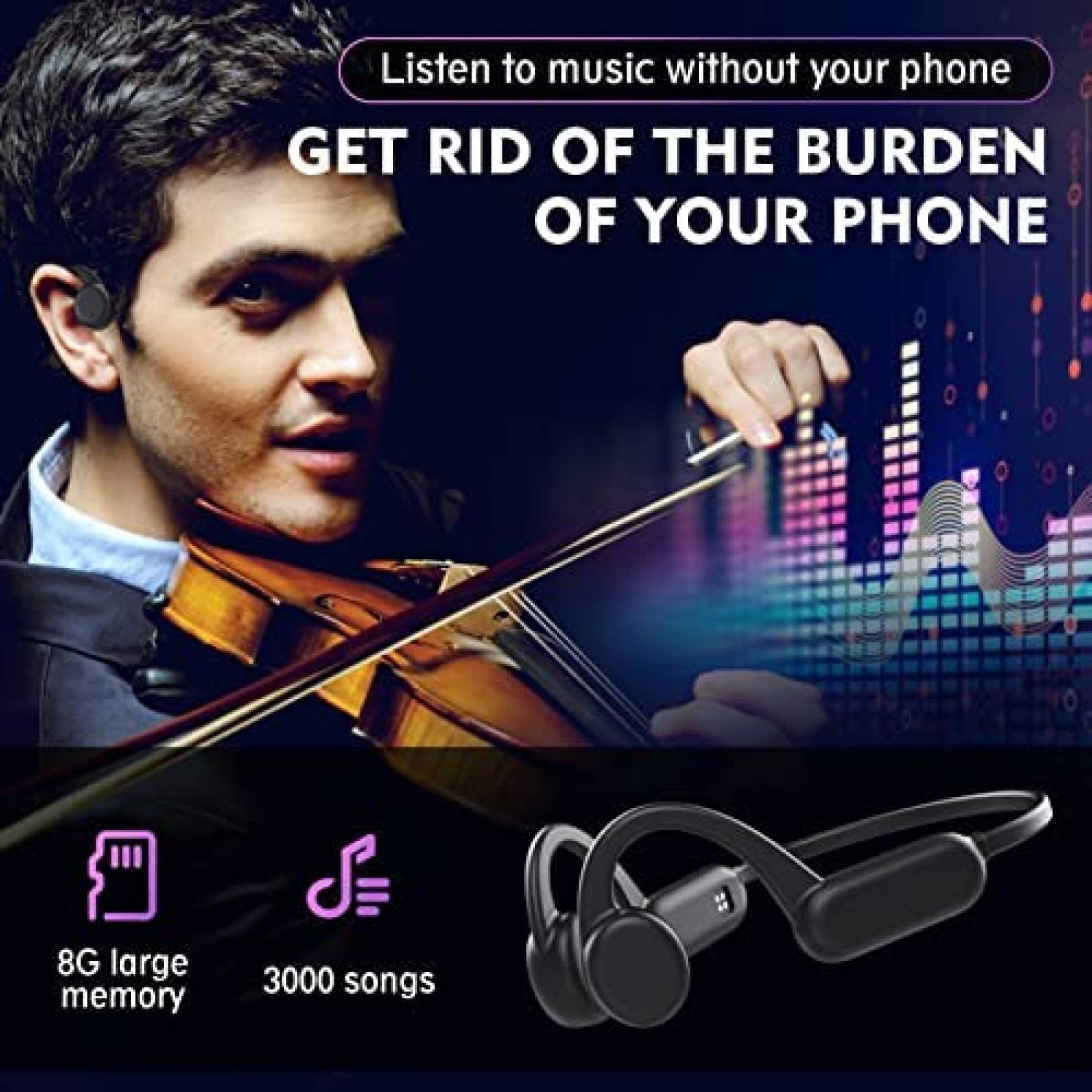 Audifonos Bluetooth HCMOBI IPX8 para Gimnasio -Negro