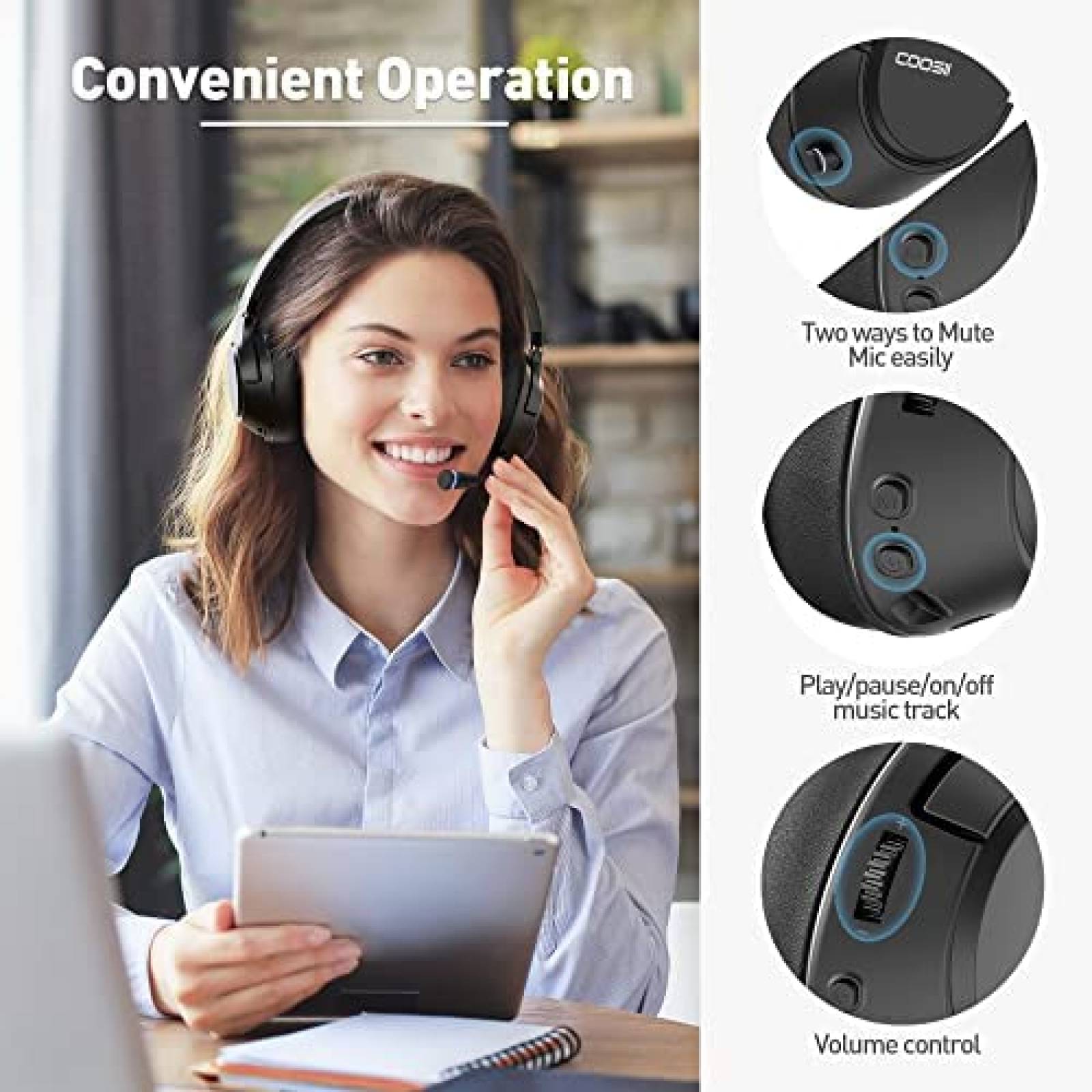 Audifonos Bluetooth COOSII Cancelacion De Ruido Microfono