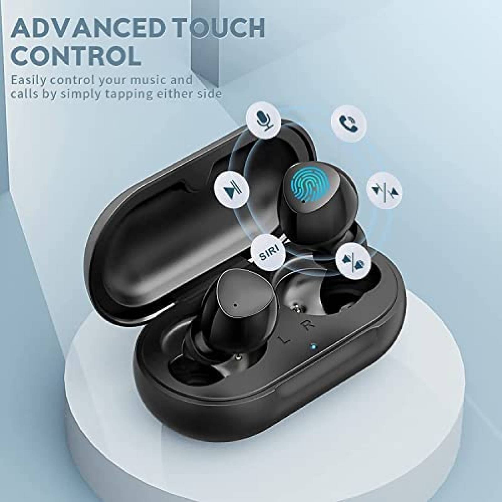 Auriculares Bluetooth Kurdene con Sonido Deep Bass -Negro