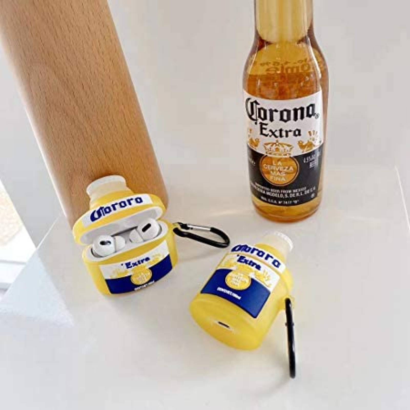 Funda Generico Cerveza Compatible Con Airpod 1 y 2 -Amarillo
