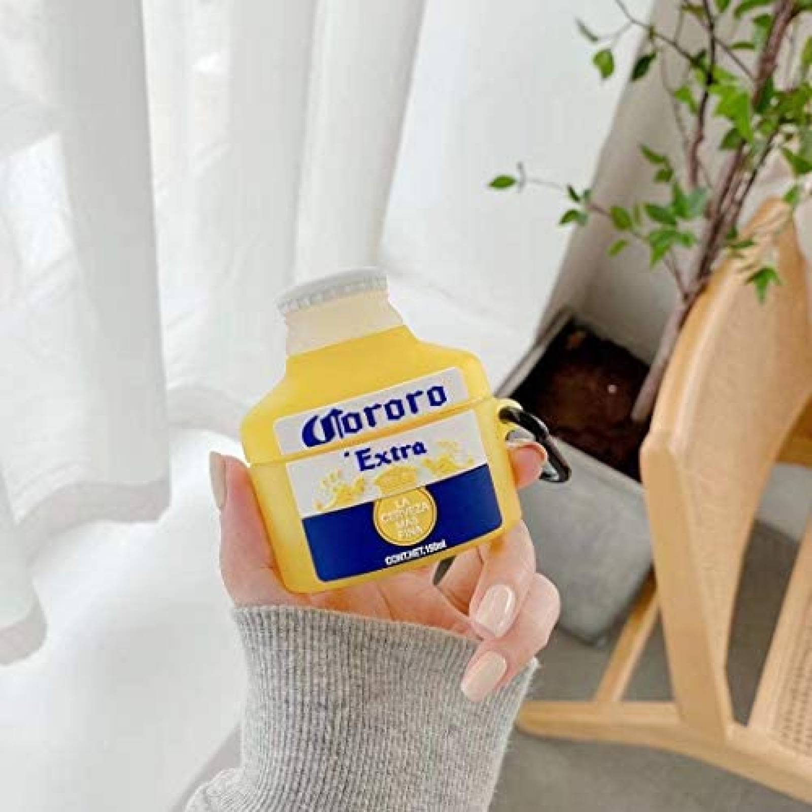 Funda Generico Cerveza Compatible Con Airpod 1 y 2 -Amarillo