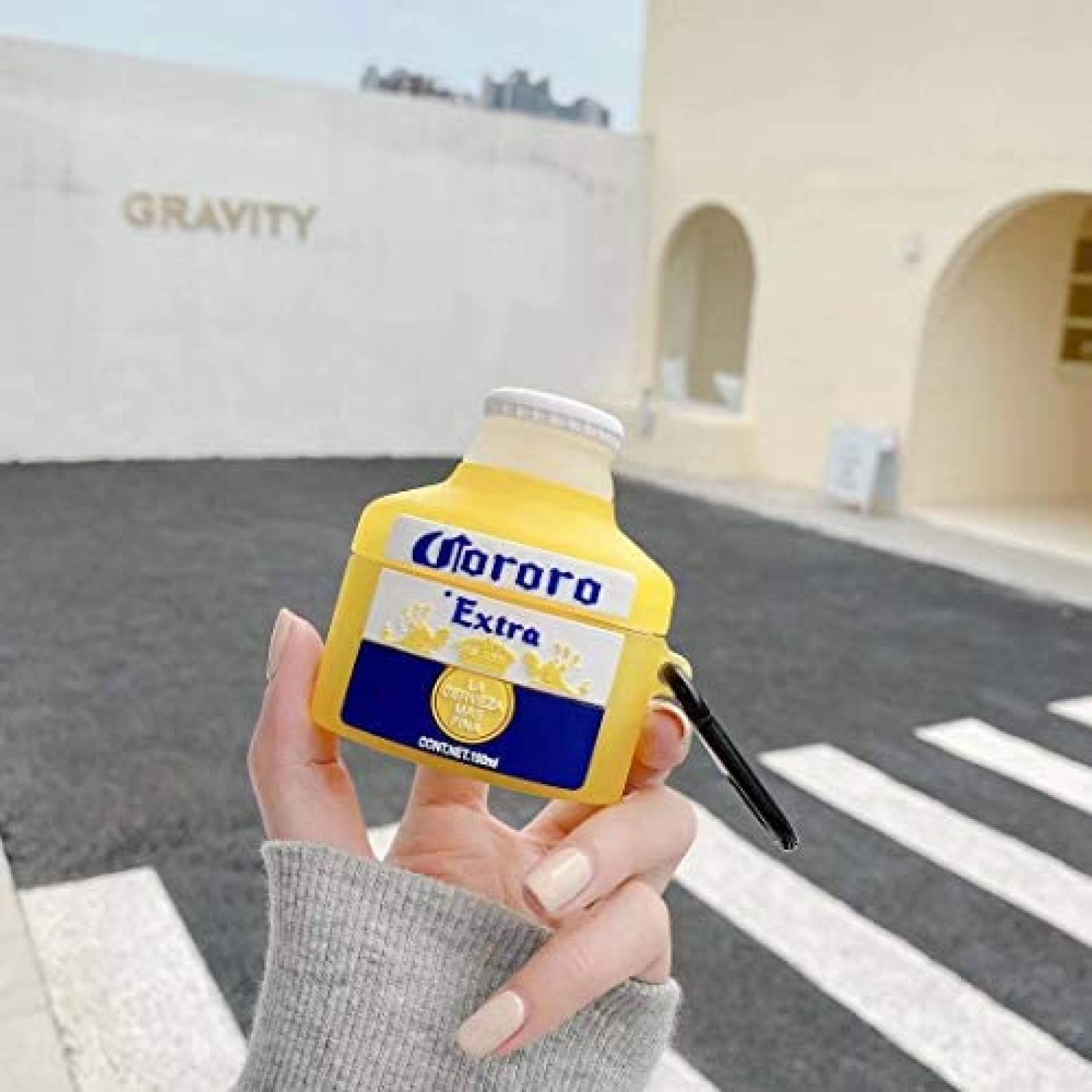 Funda Generico Cerveza Compatible Con Airpod 1 y 2 -Amarillo