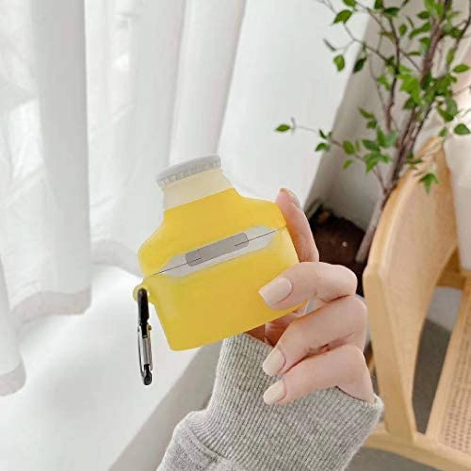 Funda Generico Cerveza Compatible Con Airpod 1 y 2 -Amarillo