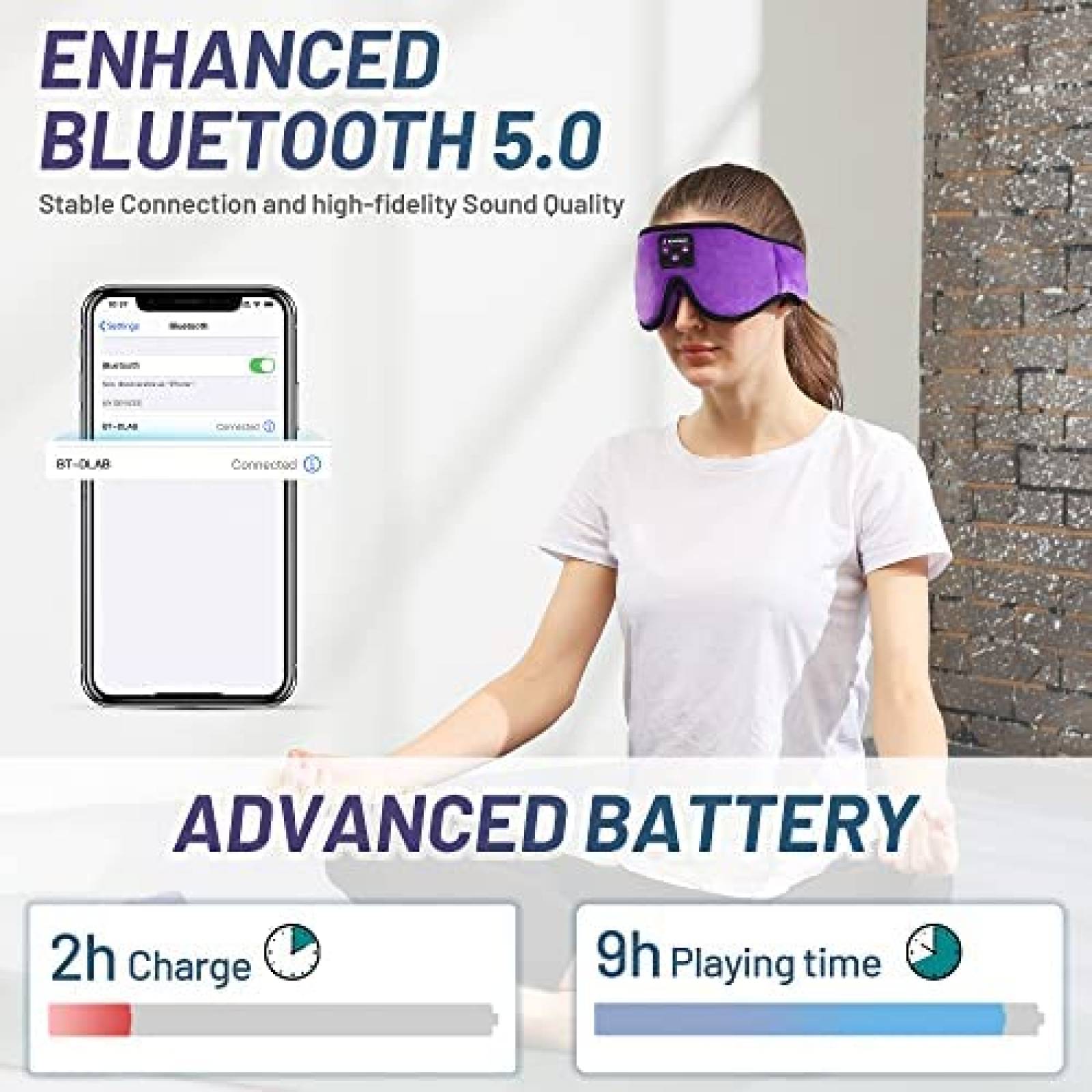 Banda para Dormir Bluetooth Boodlab Ajustable -Morado