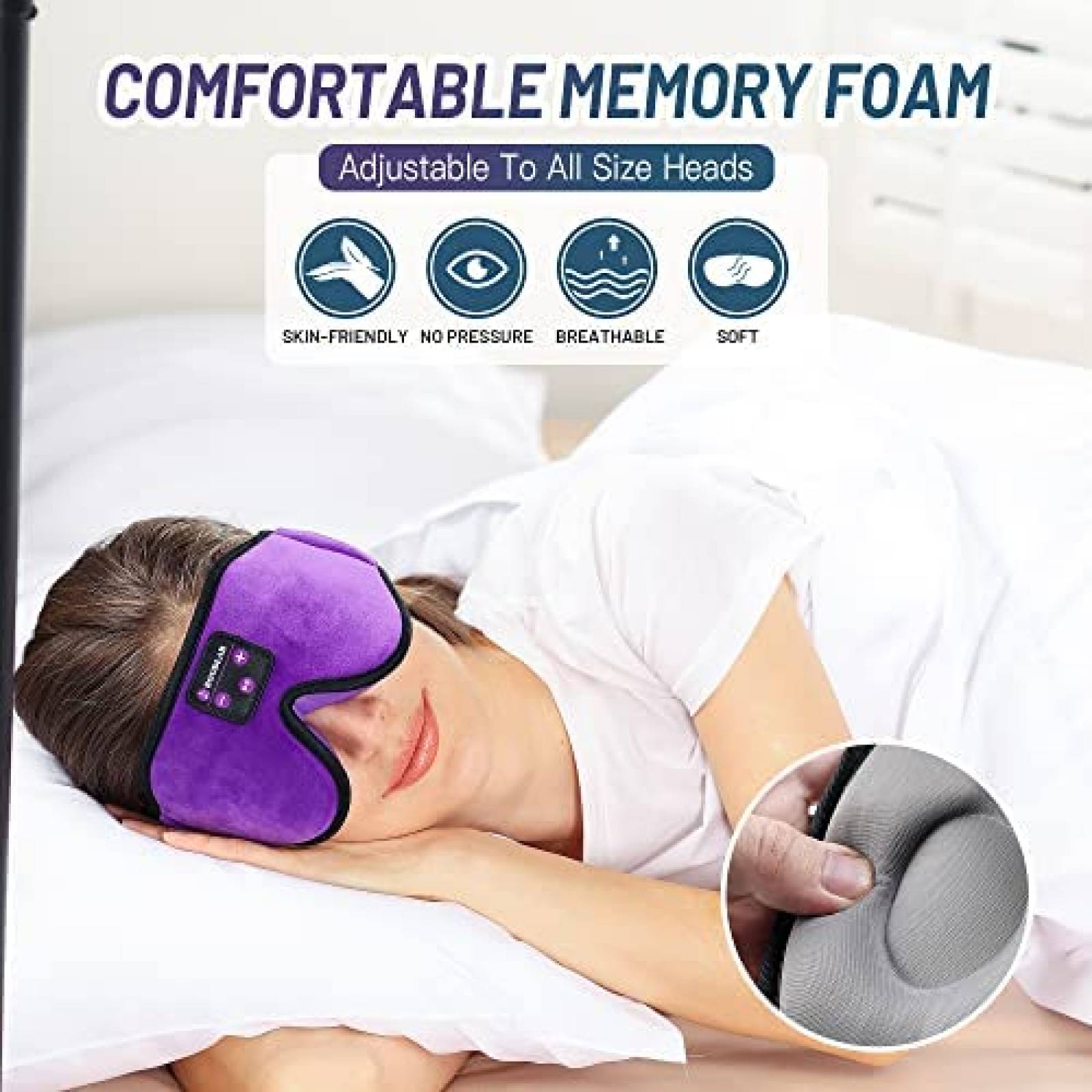 Banda para Dormir Bluetooth Boodlab Ajustable -Morado