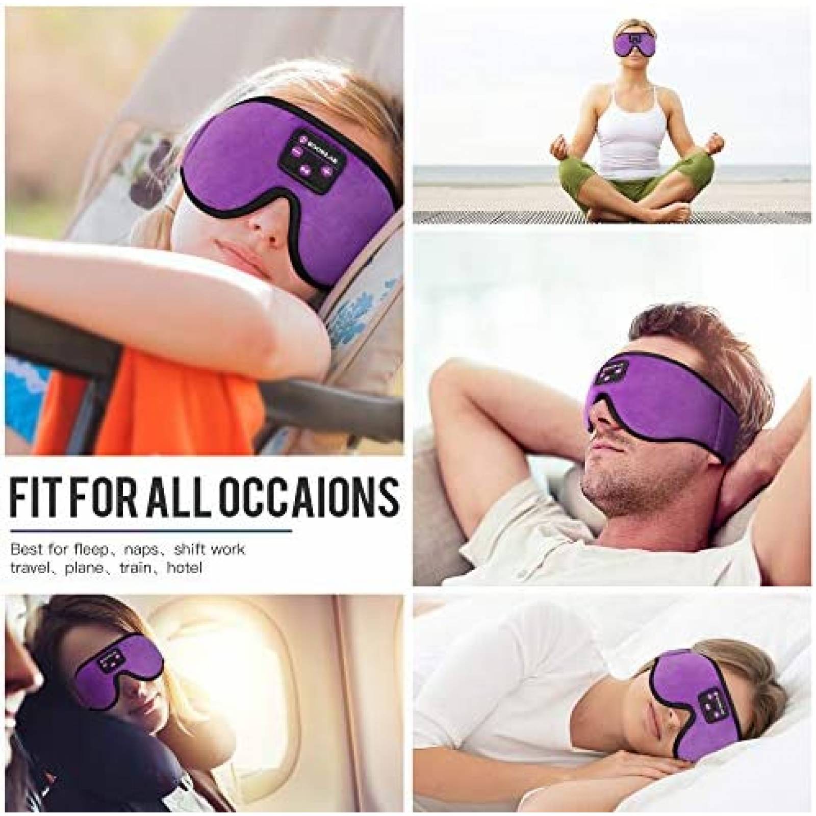 Banda para Dormir Bluetooth Boodlab Ajustable -Morado