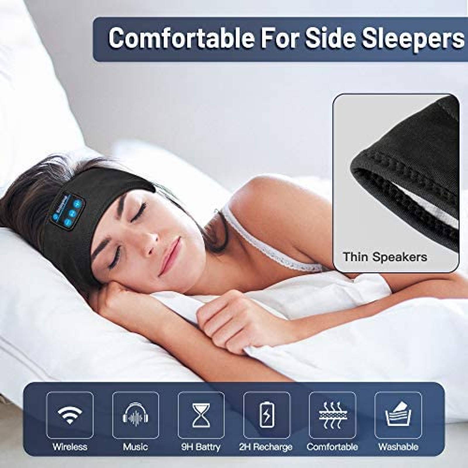 Auriculares para dormir con Bluetooth, diadema inalámbrica ajustable con  altavoces ultrafinos, cancelación de ruido, perfectos para dormir