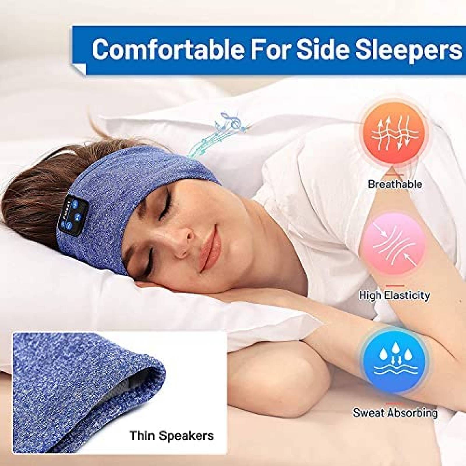 Banda para Dormir Bluetooth Perytong Ajustable -Azul