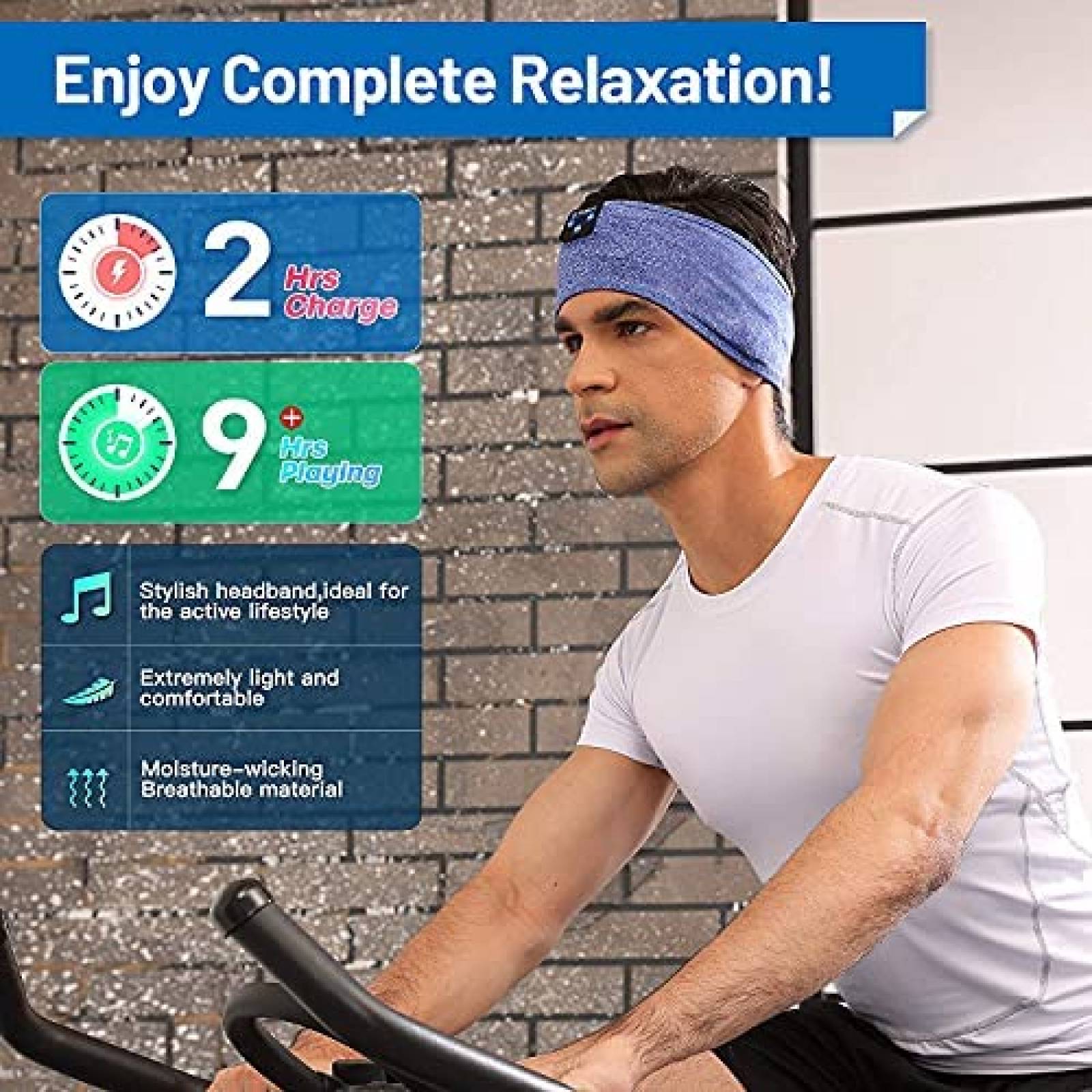 Banda para Dormir Bluetooth Perytong Ajustable -Azul