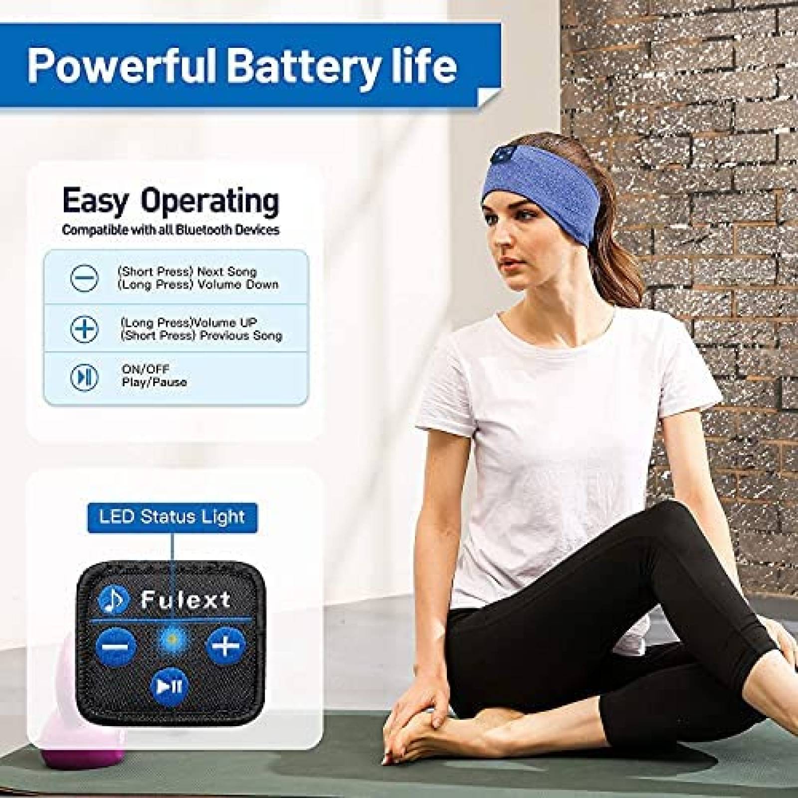 Banda para Dormir Bluetooth Perytong Ajustable -Azul