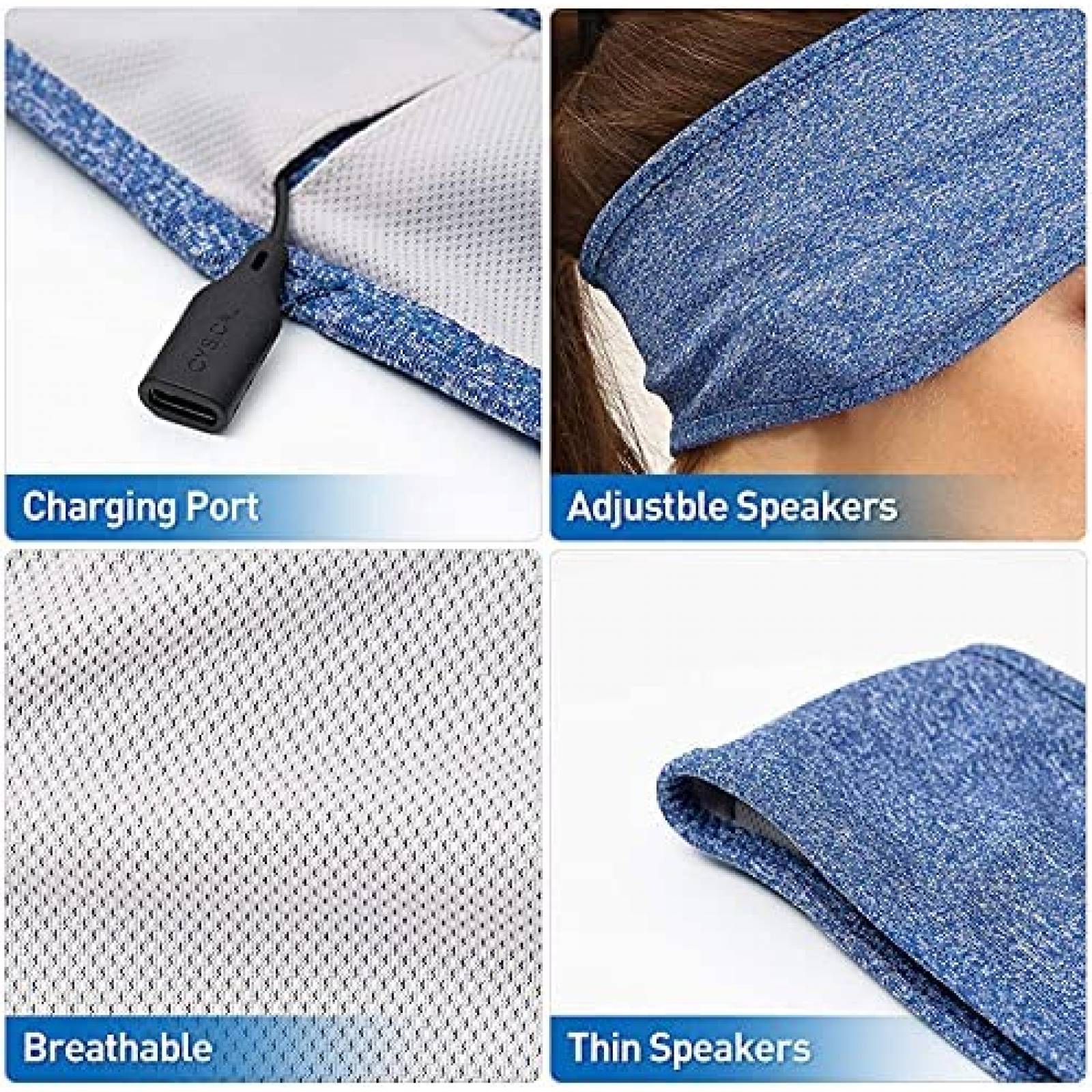 Banda para Dormir Bluetooth Perytong Ajustable -Azul