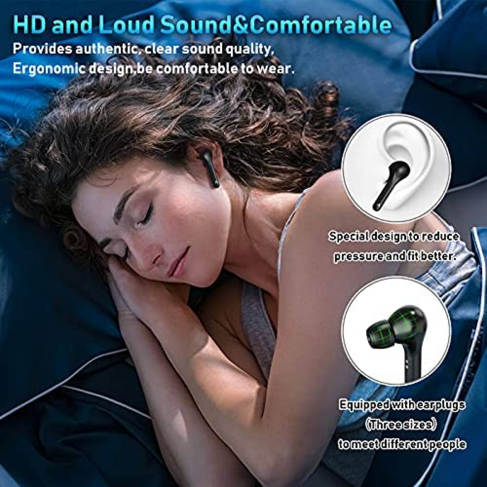 Audífonos AMZANE inalámbricos Bluetooth con funda -Negro