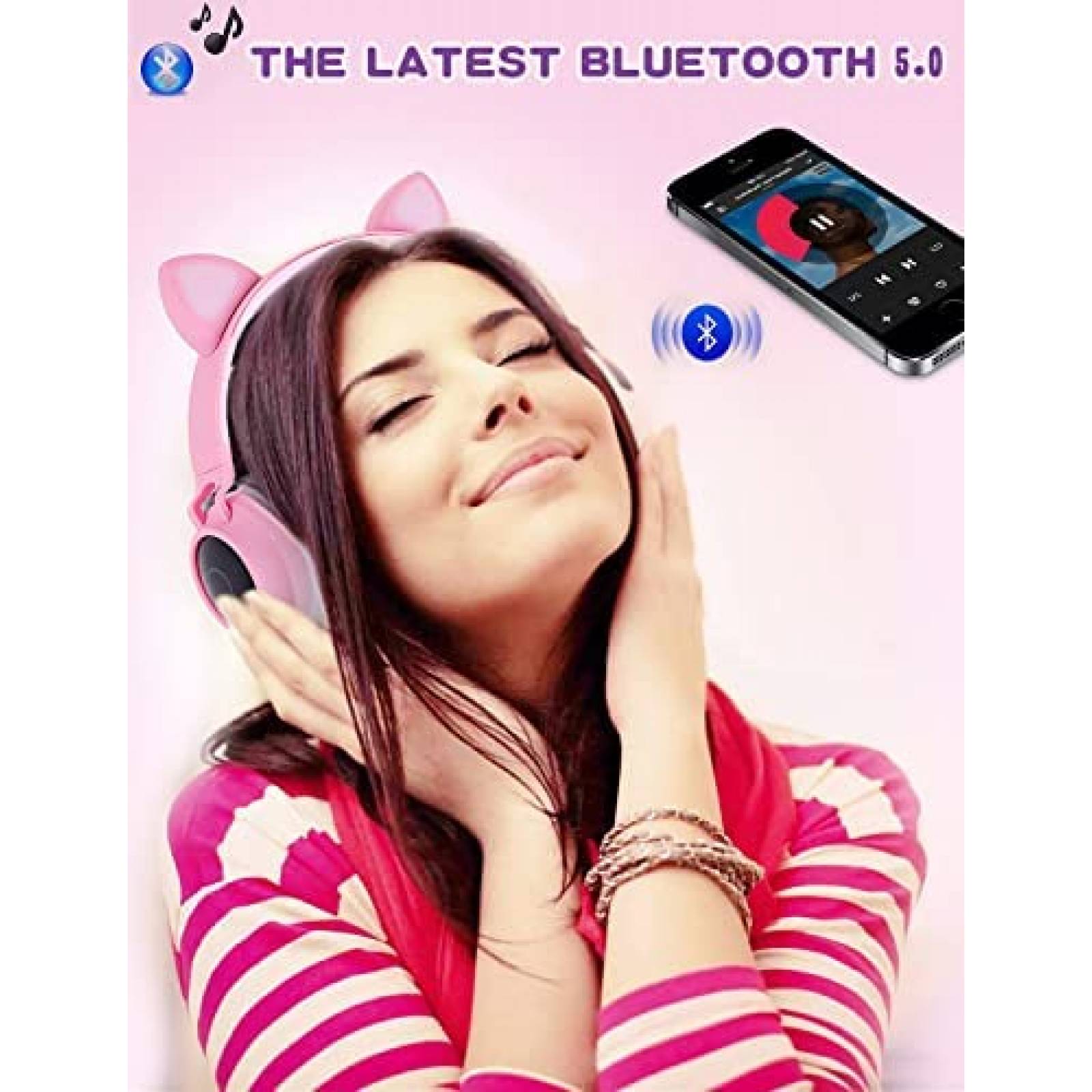 Audifonos Usoun Cat Ear Inalambricos Para Niños -Rosa