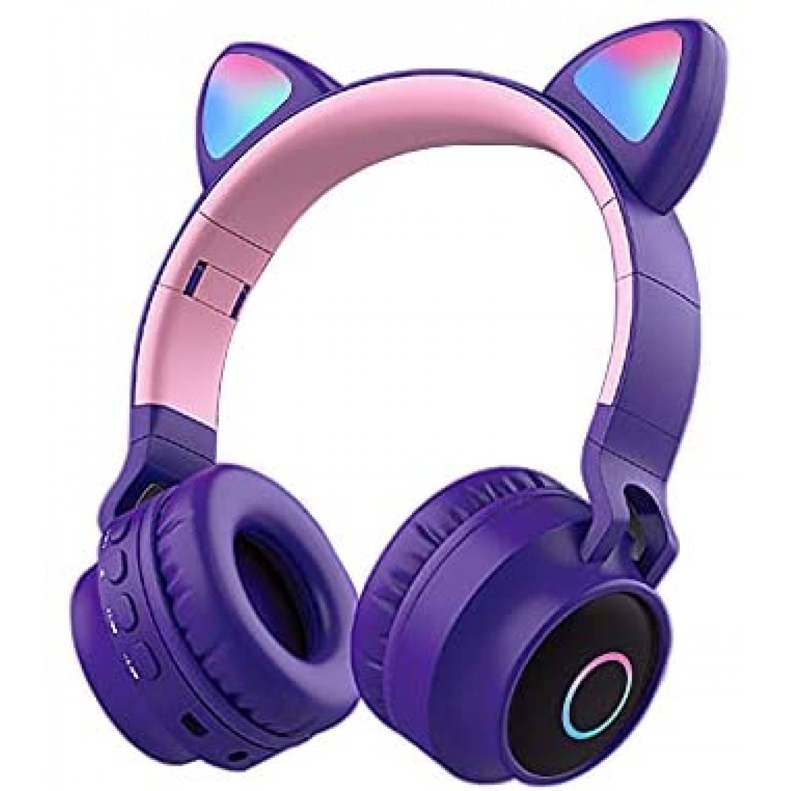 Audifonos Inalambricos Usound para Niños con Luz LED -Morado