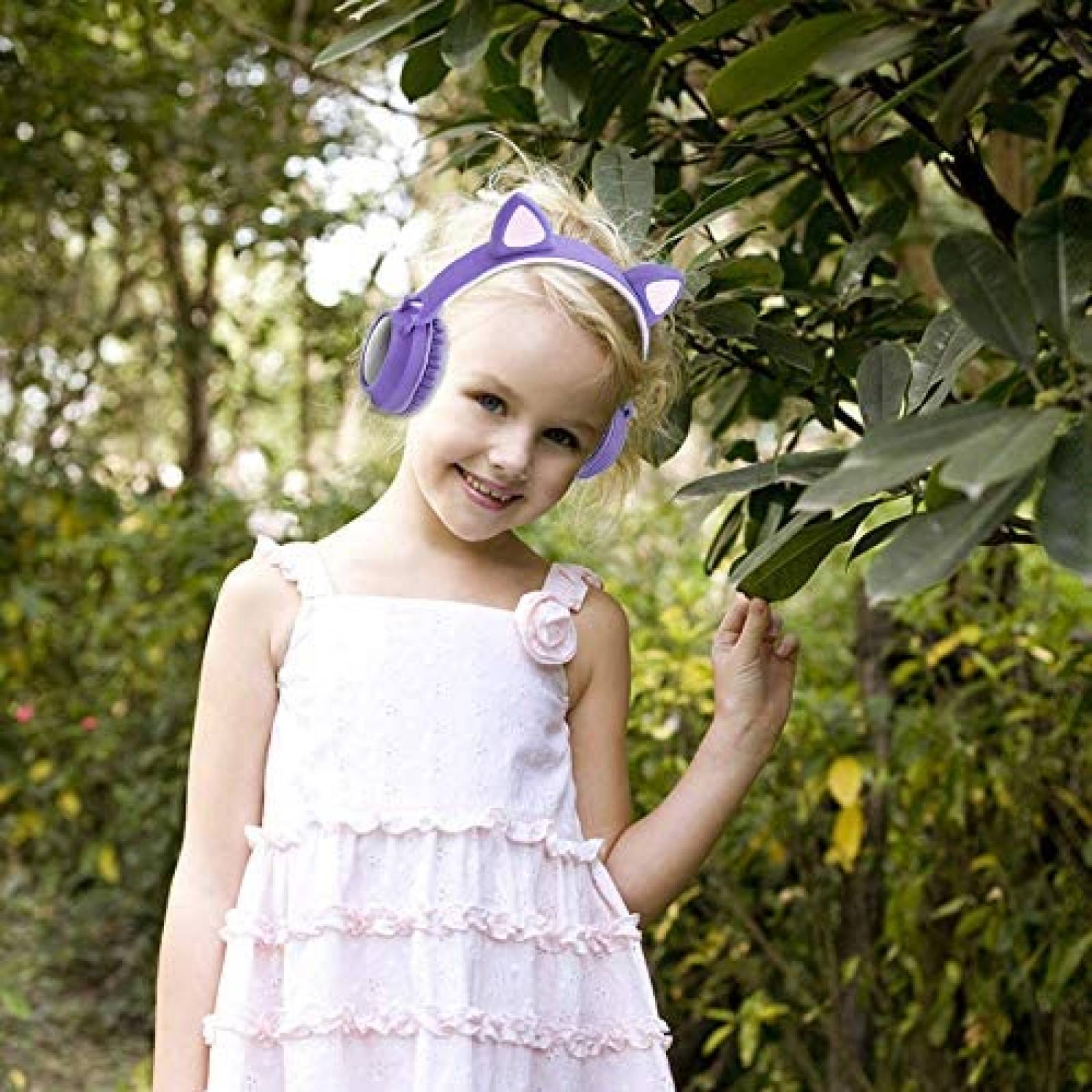 Audifonos Inalambricos Usound para Niños con Luz LED -Morado