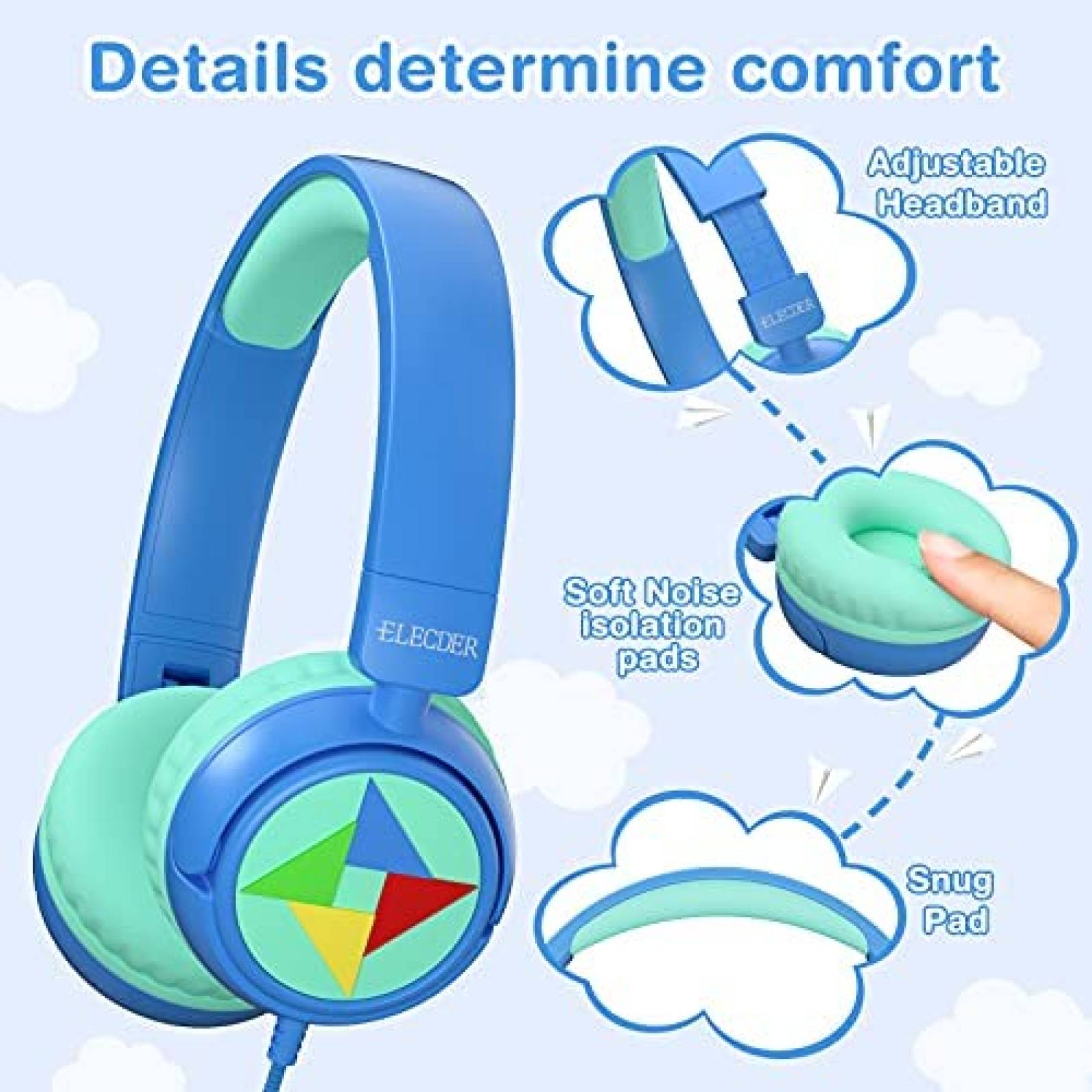 Audífonos para Niño Elecder i43 de Jack 3.5mm -Azul