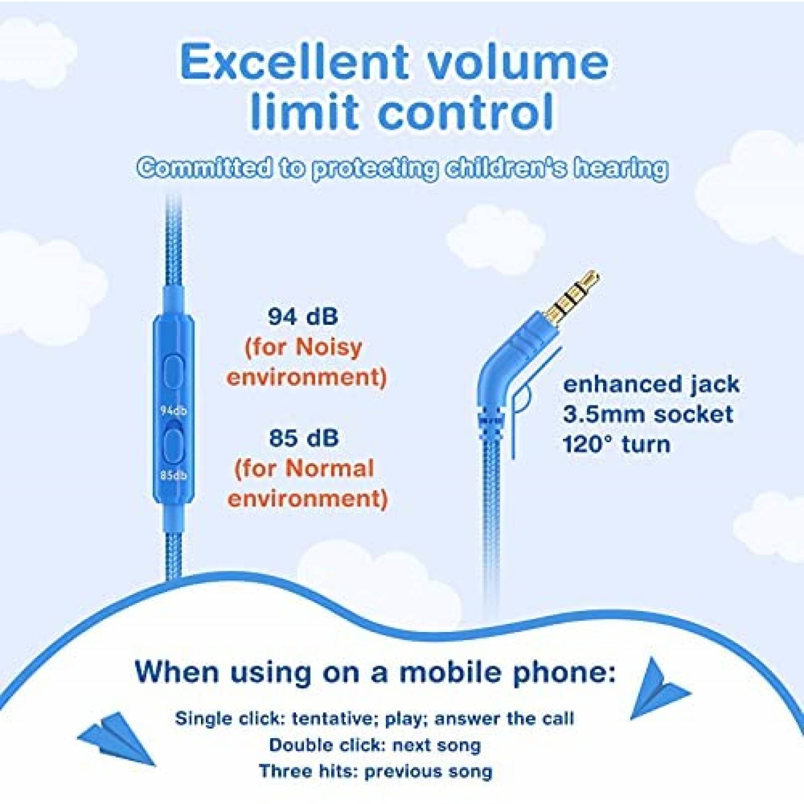 Audífonos para Niño Elecder i43 de Jack 3.5mm -Azul