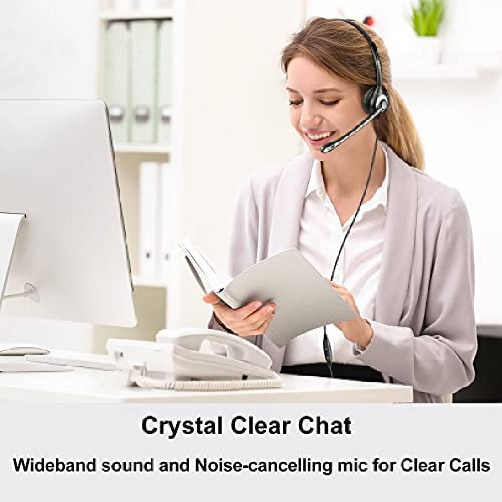 Headset Wantek RJ9 de Entrada RJ45 para Yealink -Negro