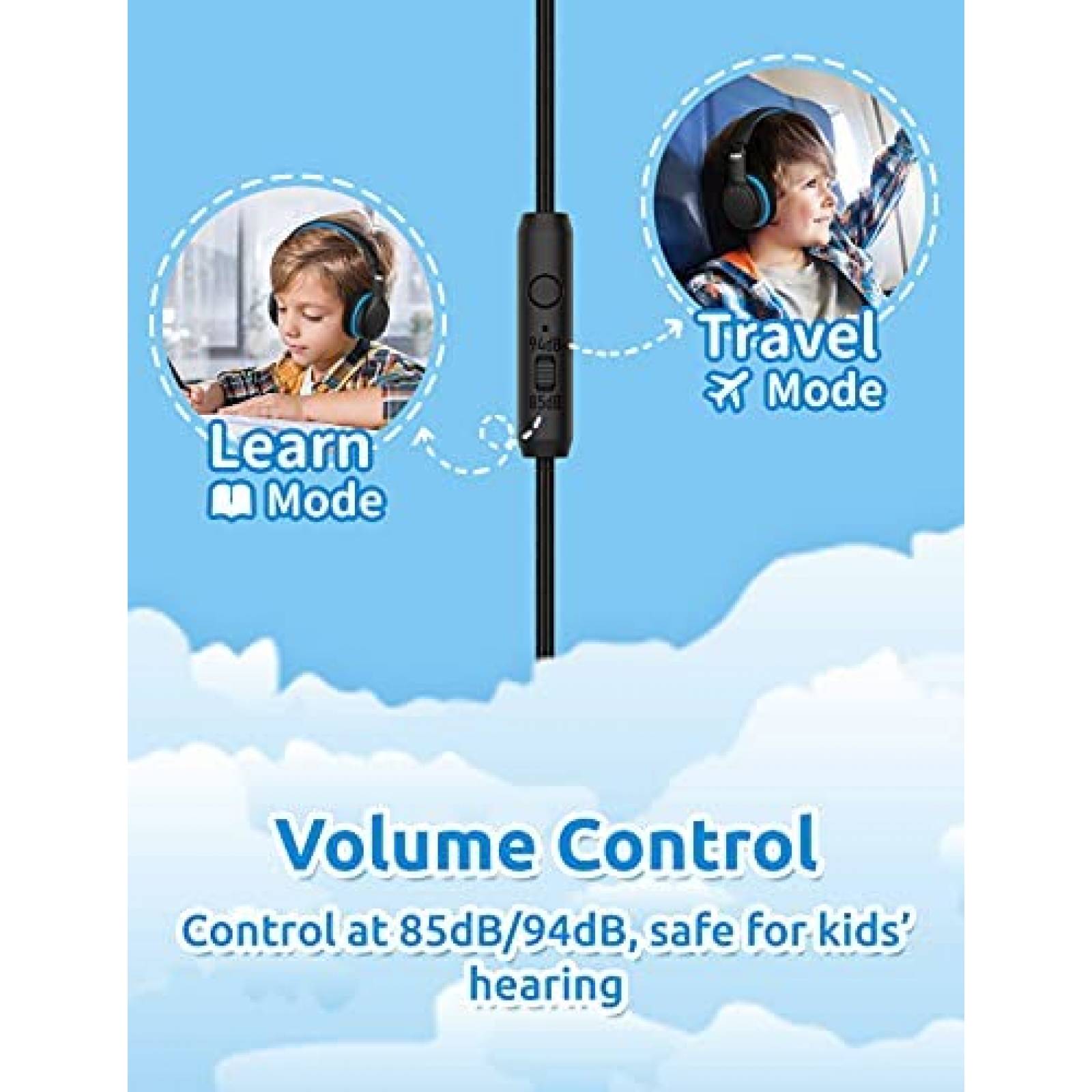 Audífonos gorsun A66 para niños con volumen limitado -Negro