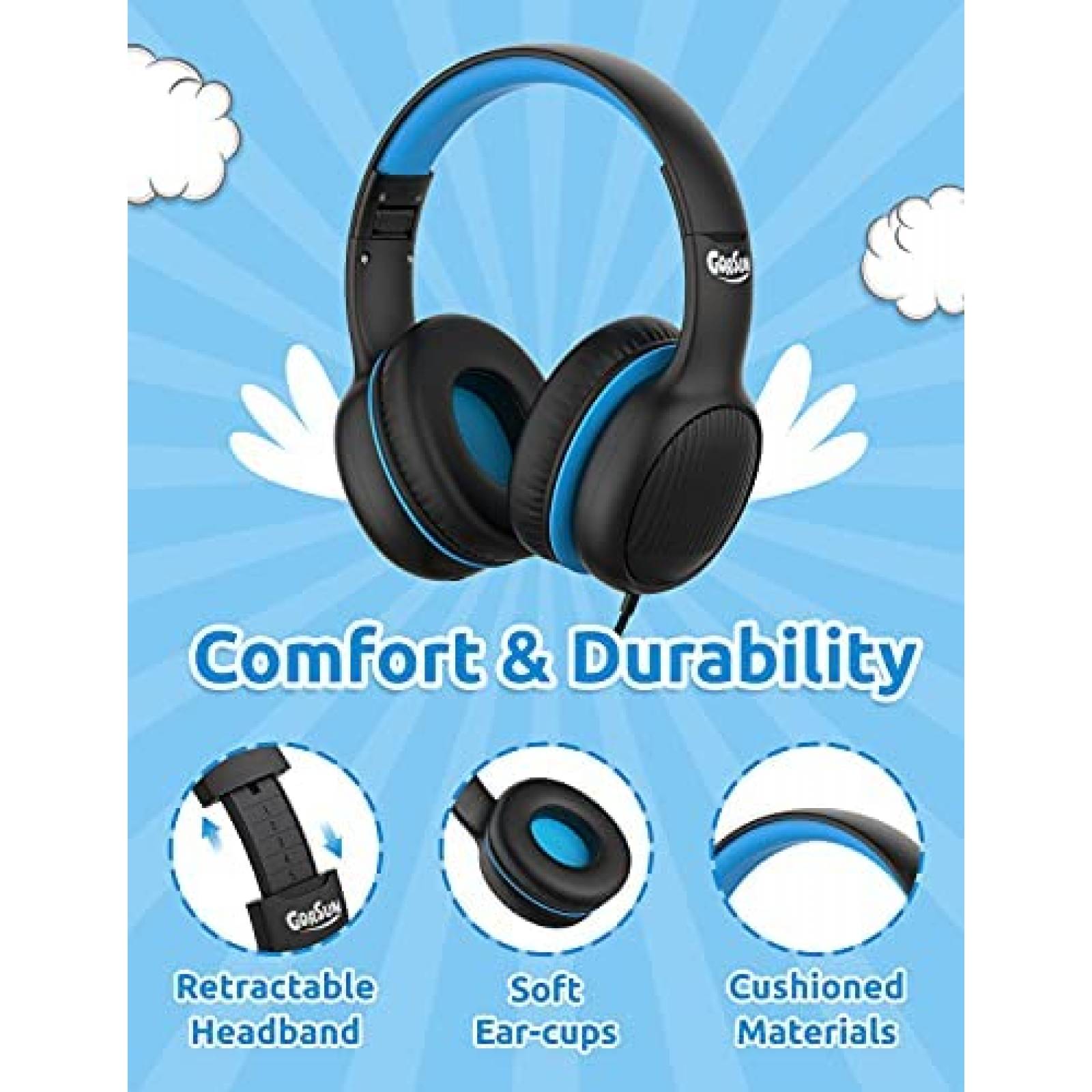 Audífonos gorsun A66 para niños con volumen limitado -Negro