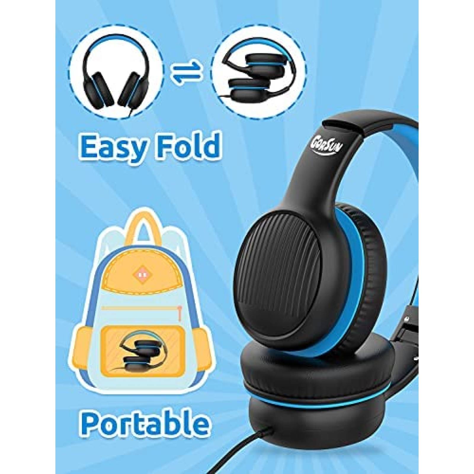 Audífonos gorsun A66 para niños con volumen limitado -Negro