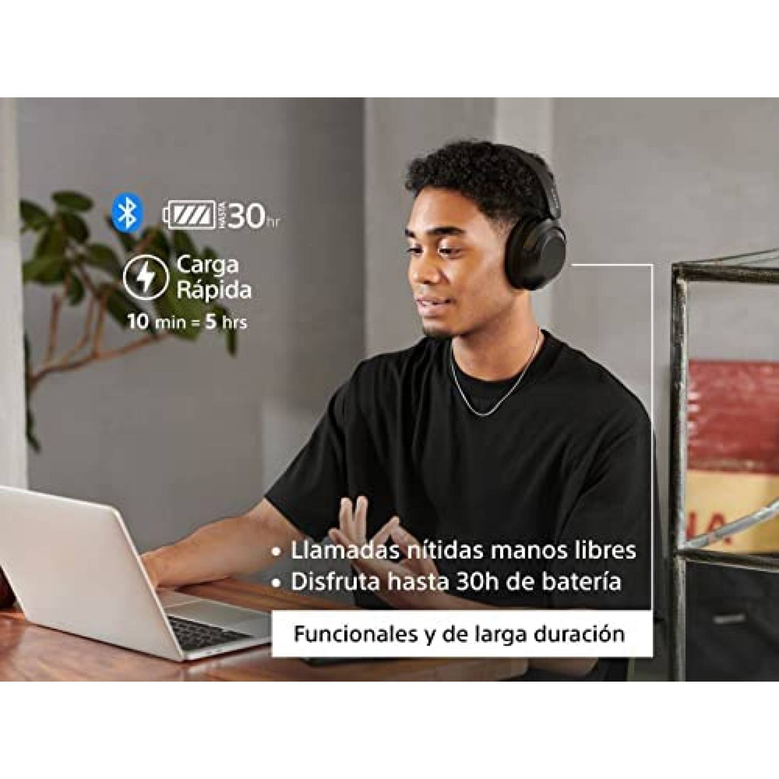 Audífonos Sony WHXB910N/B 30hrs Inalámbrico Control Táctil