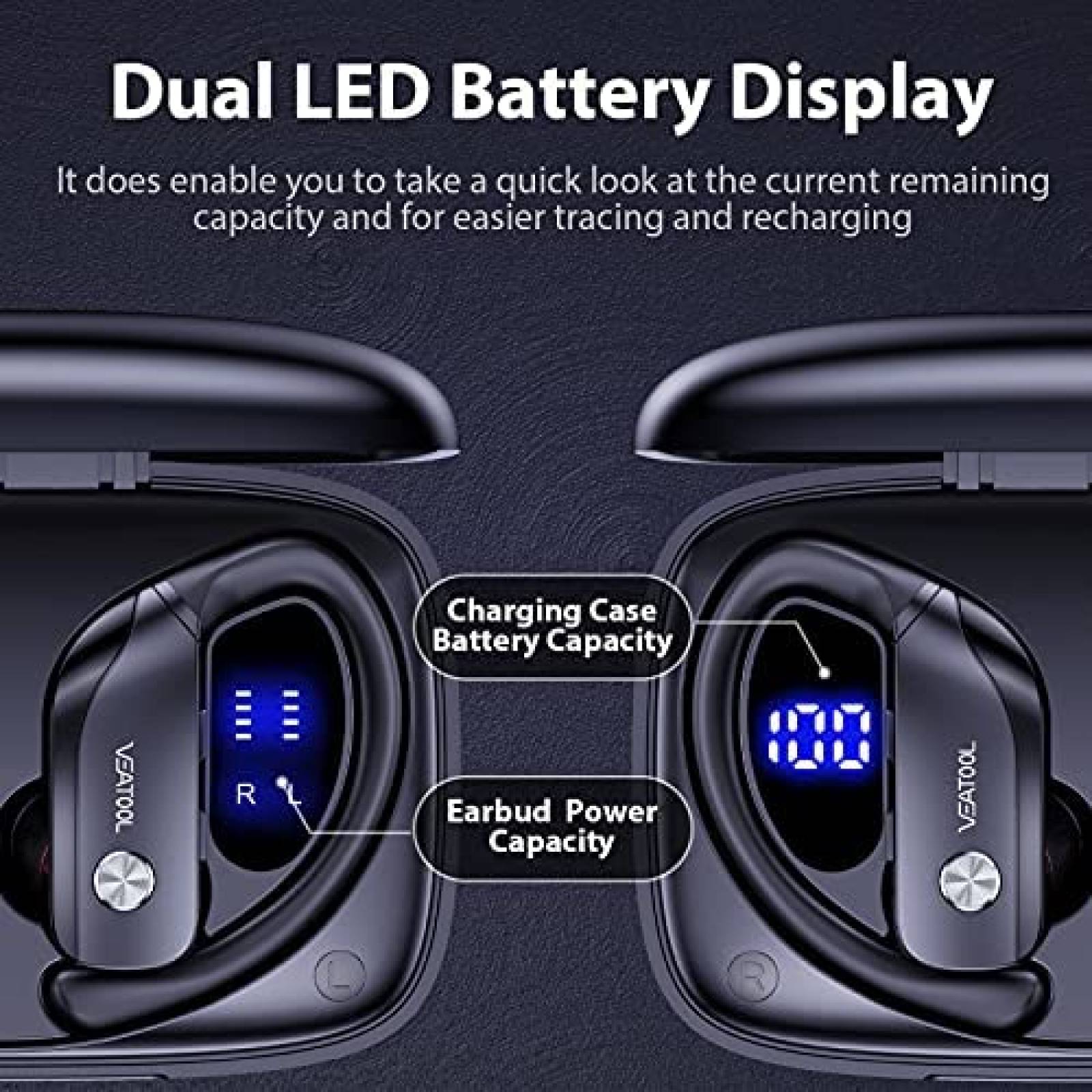 Auriculares bmanl T16 Bluetooth LED Inalámbrico -Negro