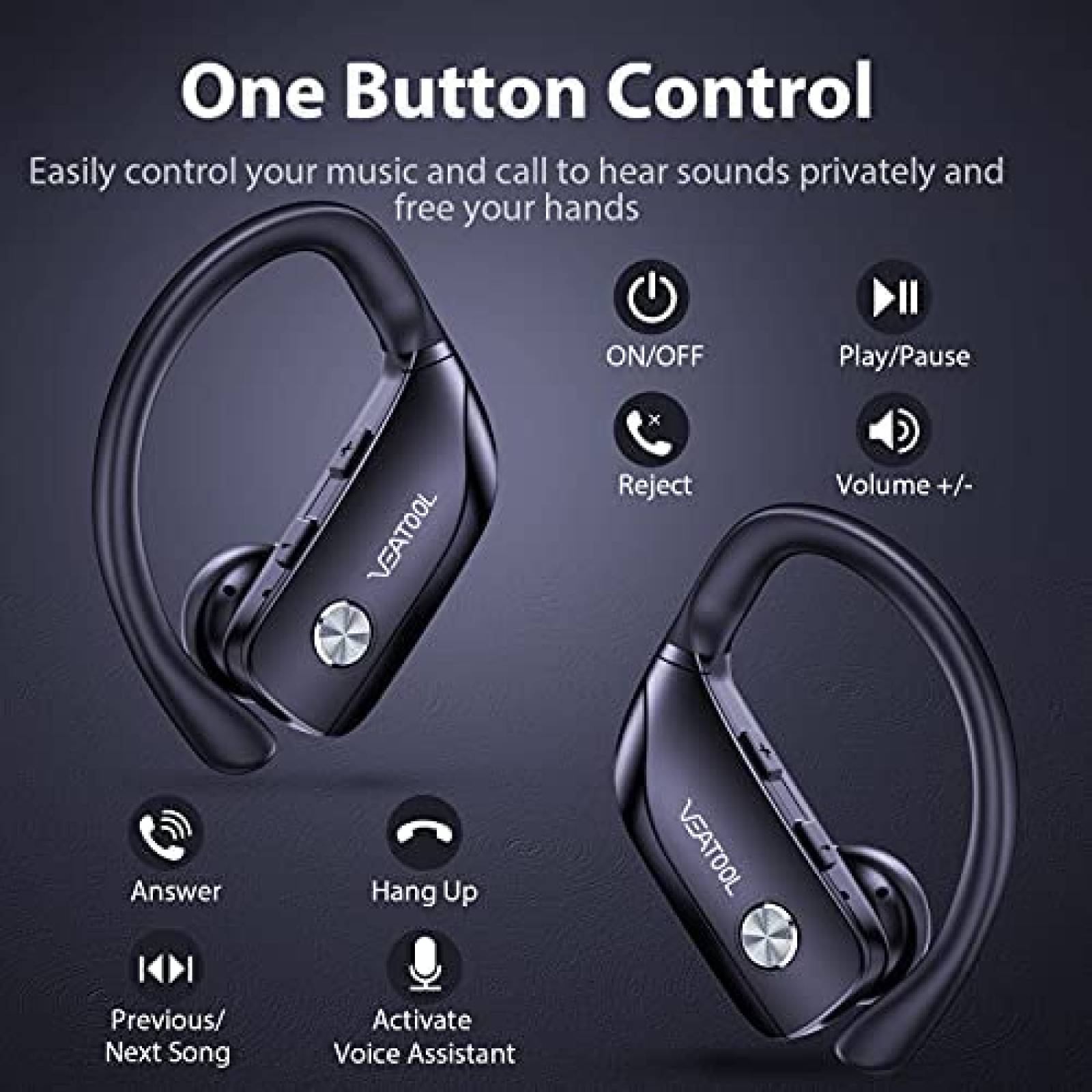 Auriculares bmanl T16 Bluetooth LED Inalámbrico -Negro