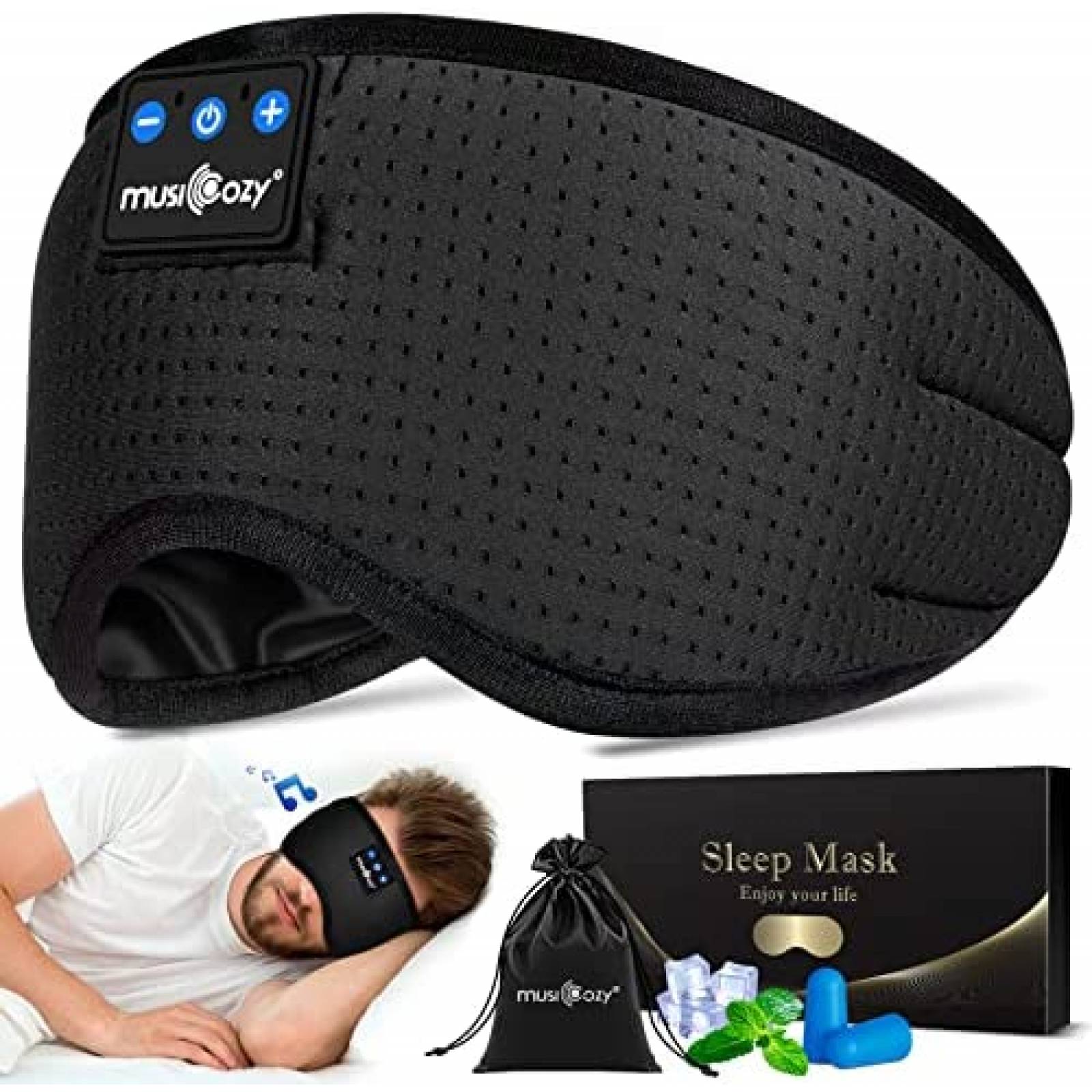 Banda para Dormir Bluetooth MUSICOZY Ajustable -Negro Mate