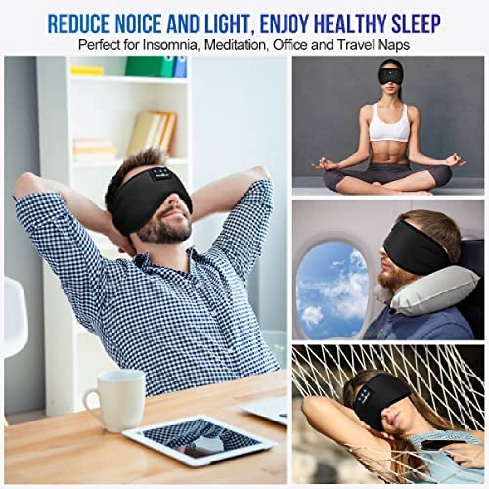 Banda para Dormir Bluetooth MUSICOZY Ajustable -Negro Mate