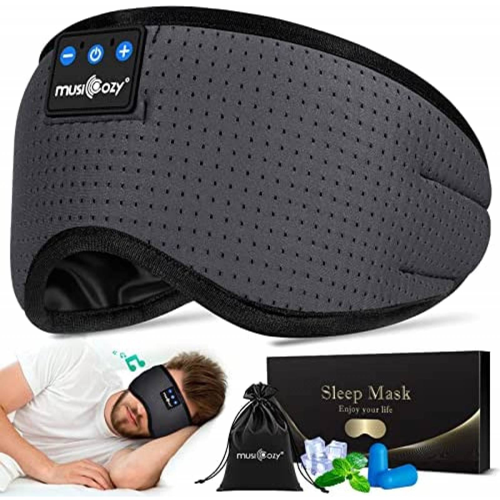 Banda para Dormir Bluetooth MUSICOZY 5.2 Ajustable -Gris