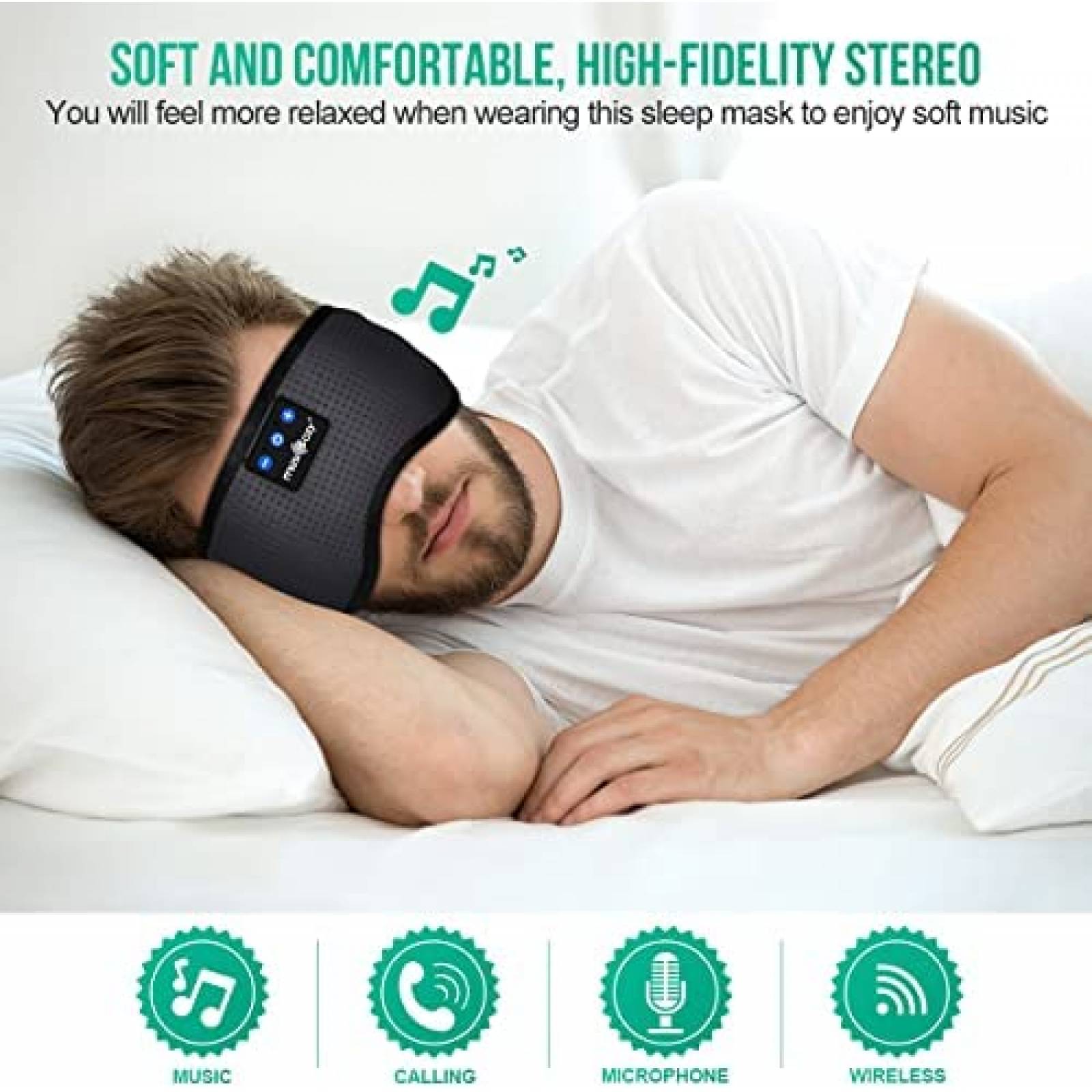 Banda para Dormir Bluetooth MUSICOZY 5.2 Ajustable -Gris