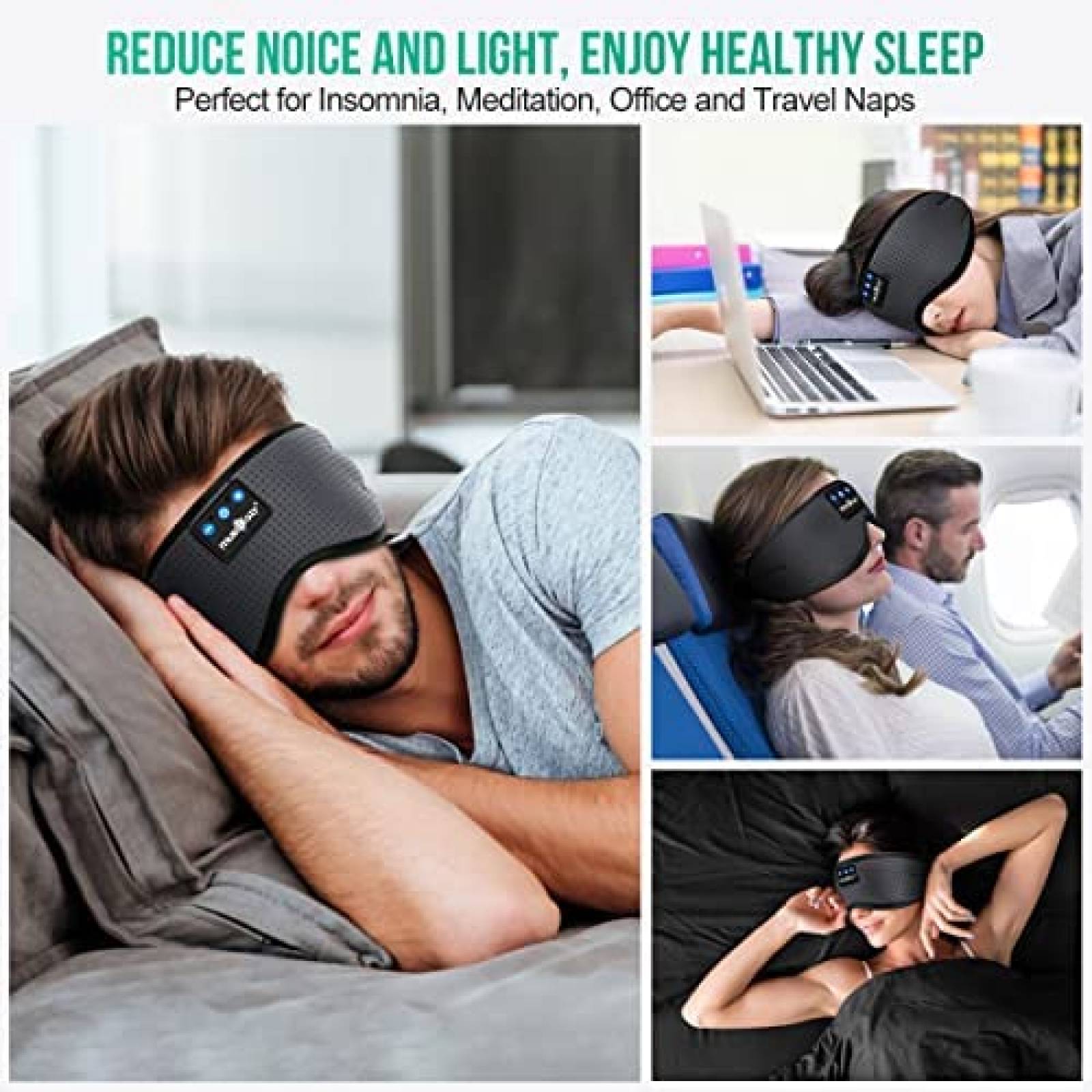Banda para Dormir Bluetooth MUSICOZY 5.2 Ajustable -Gris
