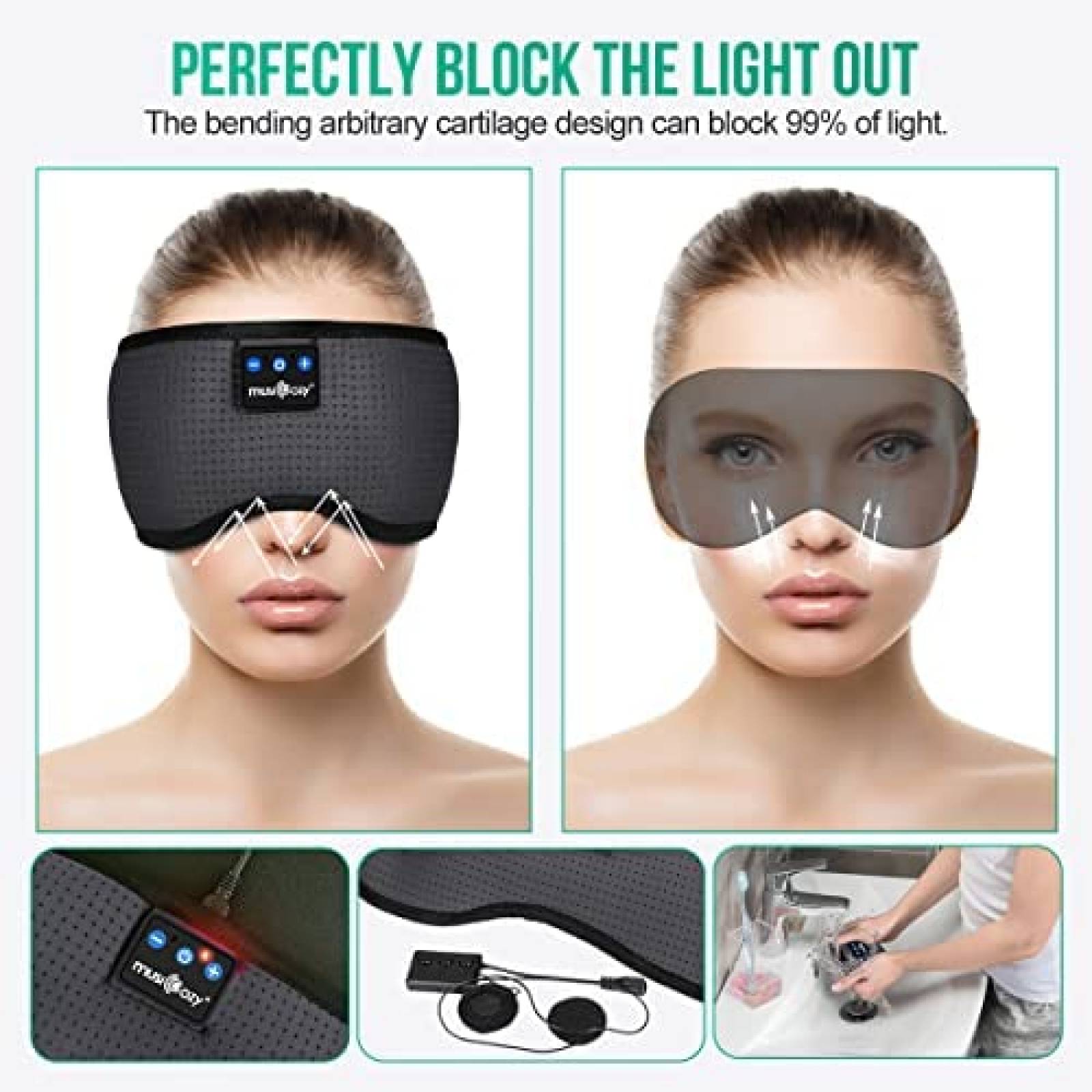 Banda para Dormir Bluetooth MUSICOZY 5.2 Ajustable -Gris