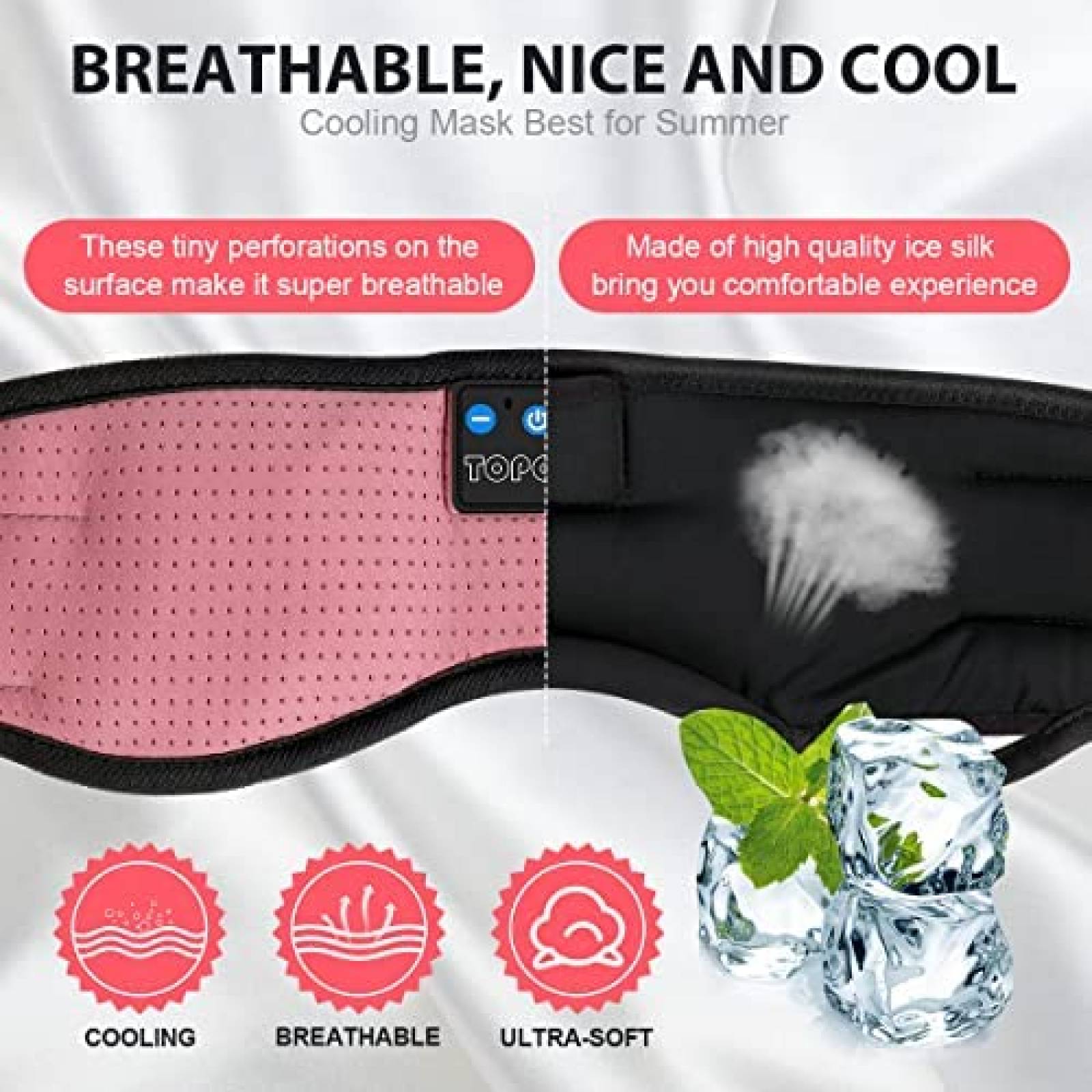 Banda para Dormir Bluetooth TOPOINT Ajustable -Rosa