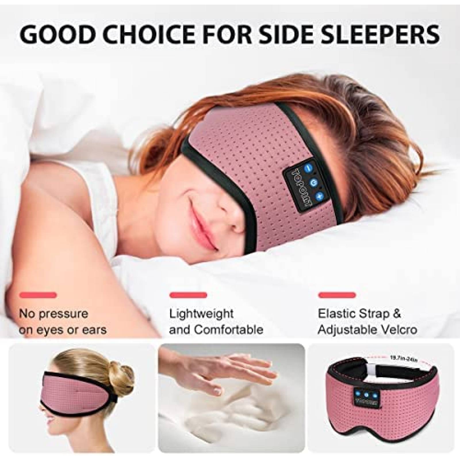 Banda para Dormir Bluetooth TOPOINT Ajustable -Rosa