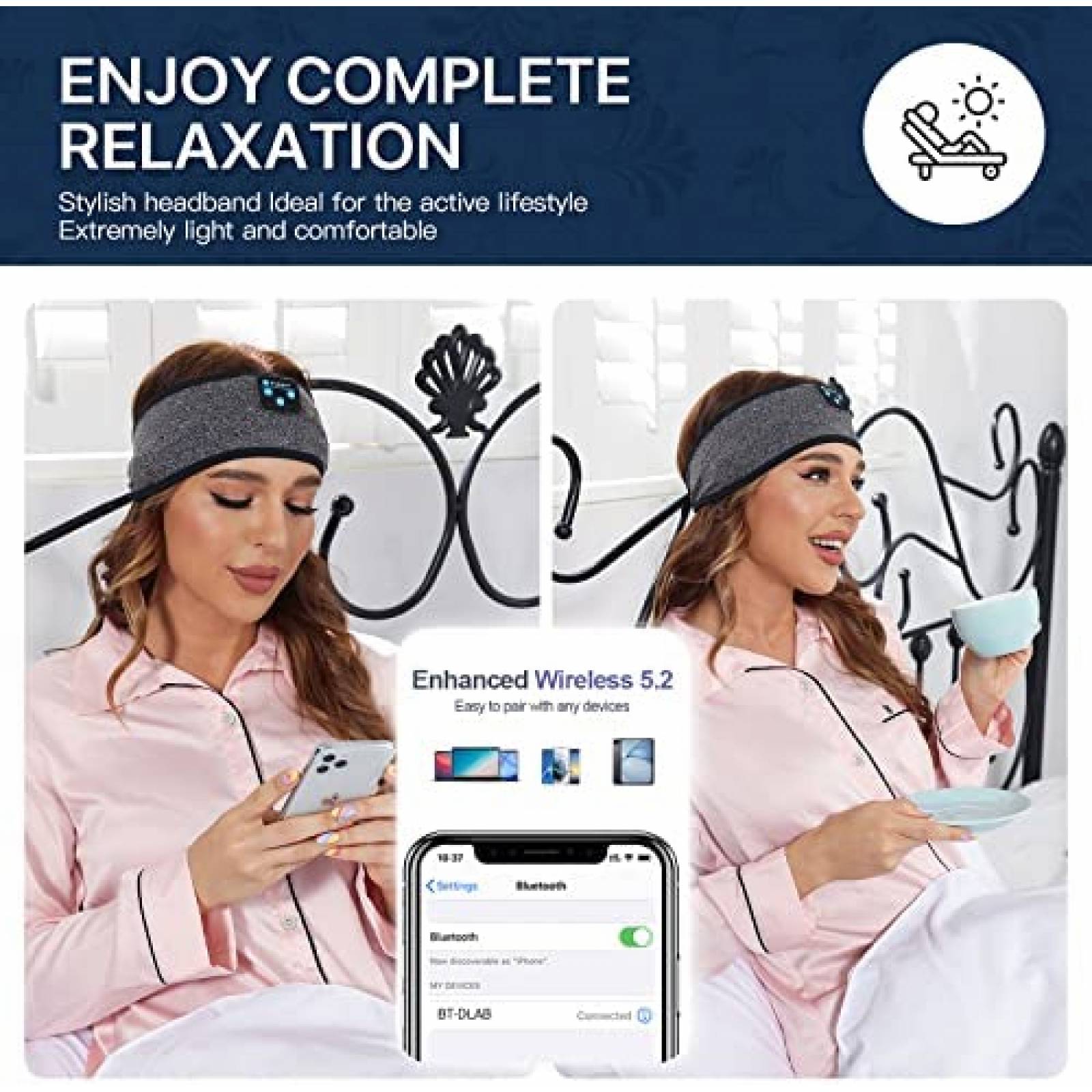 Banda para Dormir Bluetooth Perytong PTL11 Ajustable -Gris