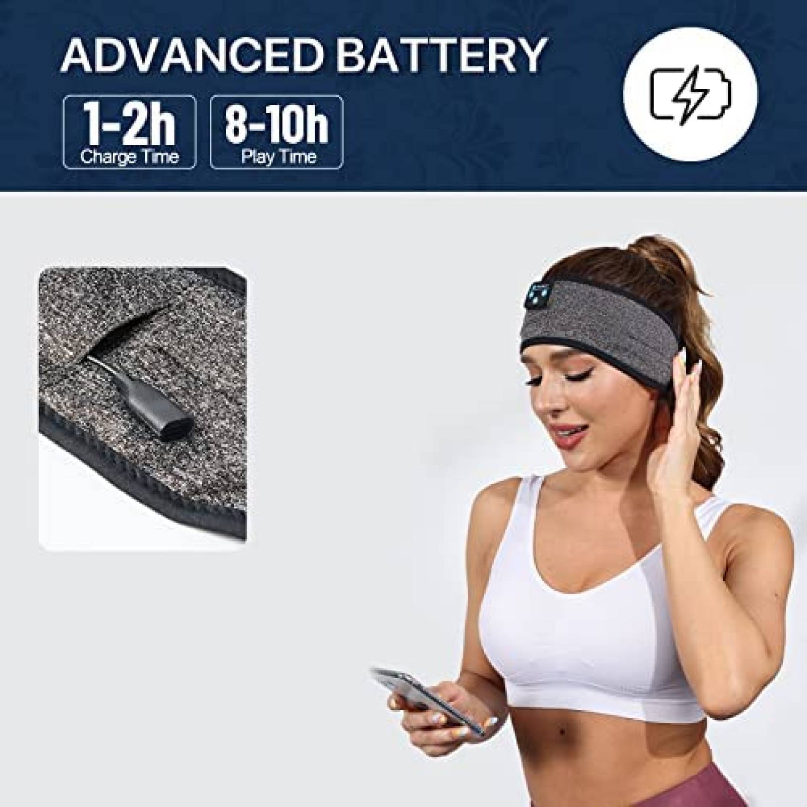 Banda para Dormir Bluetooth Perytong PTL11 Ajustable -Gris