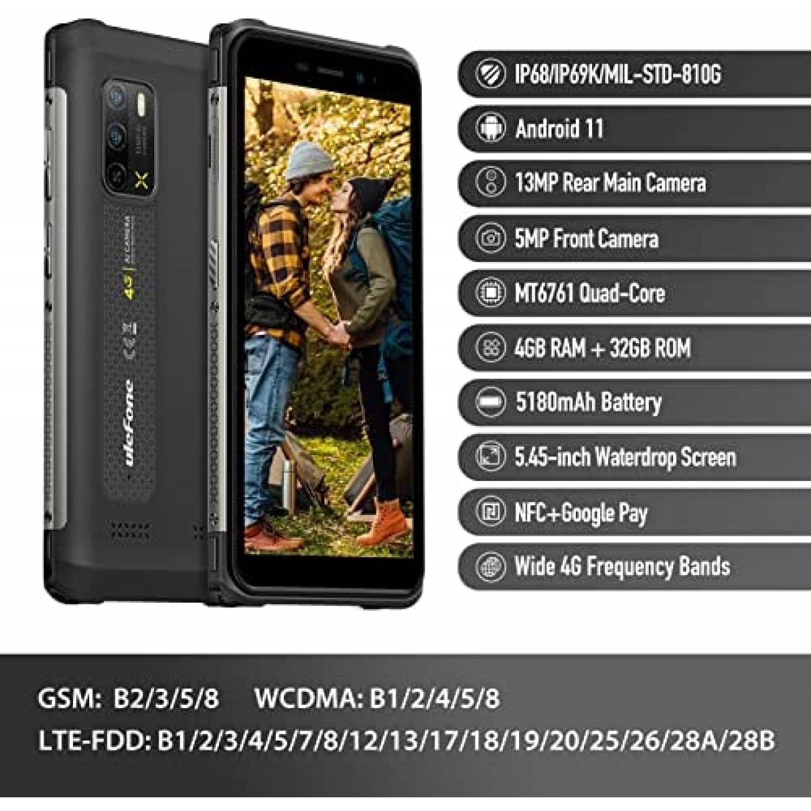 Celular Ulefone Armor X10 5.45'' 4GB+32GB 13MP -Negro
